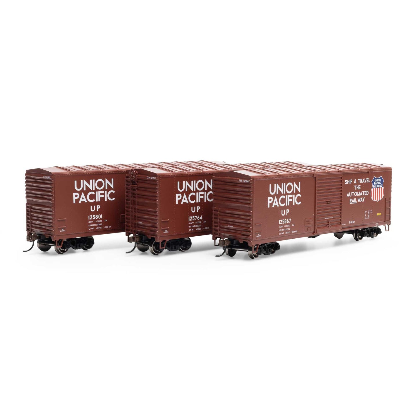 HO 40' Modern Box Car (UP #125764 / #125801 / #125867) 3-Pack (ATH67962)