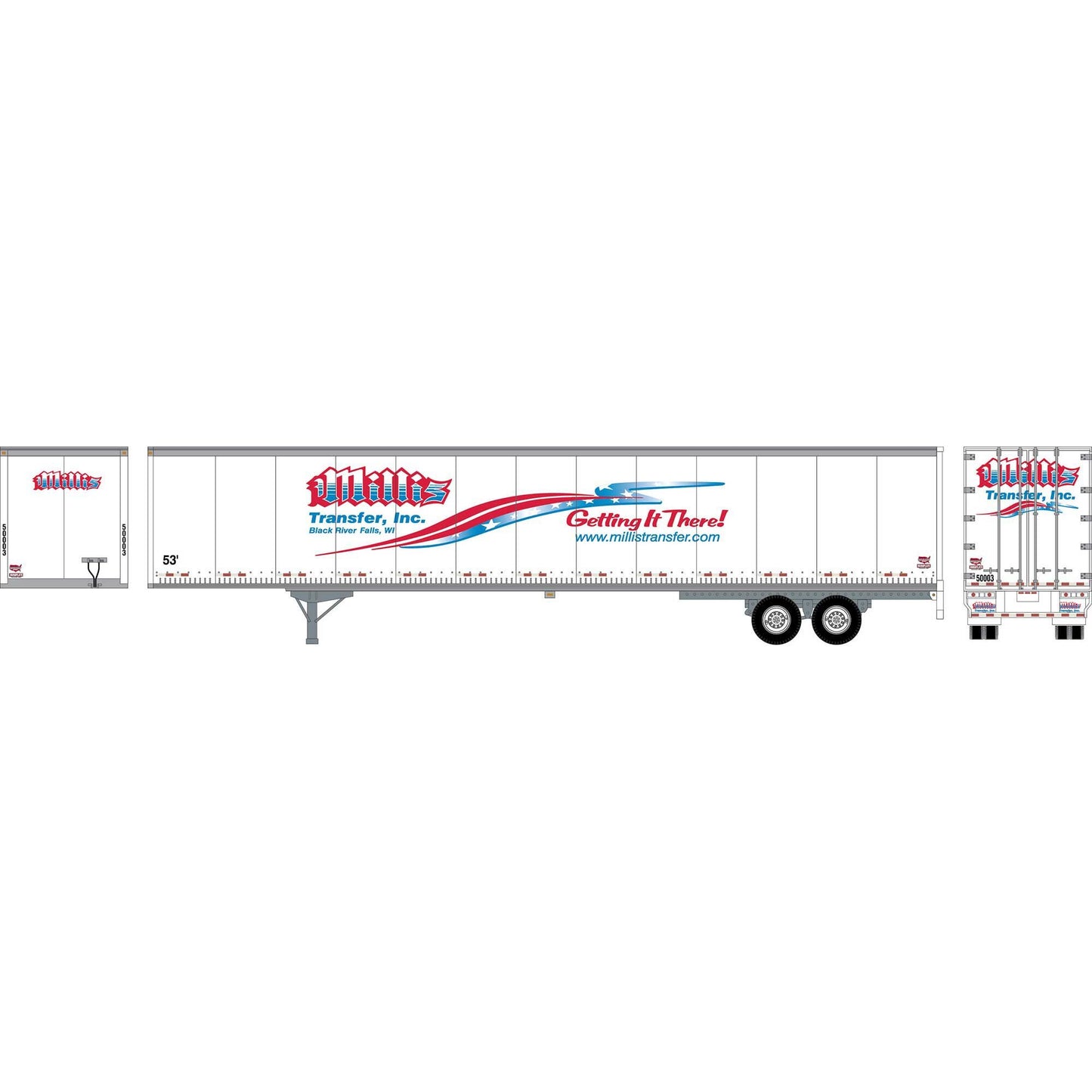 HO RTR 53' Wabash Plate Trailer Millis Transfer #2 (ATH72811)