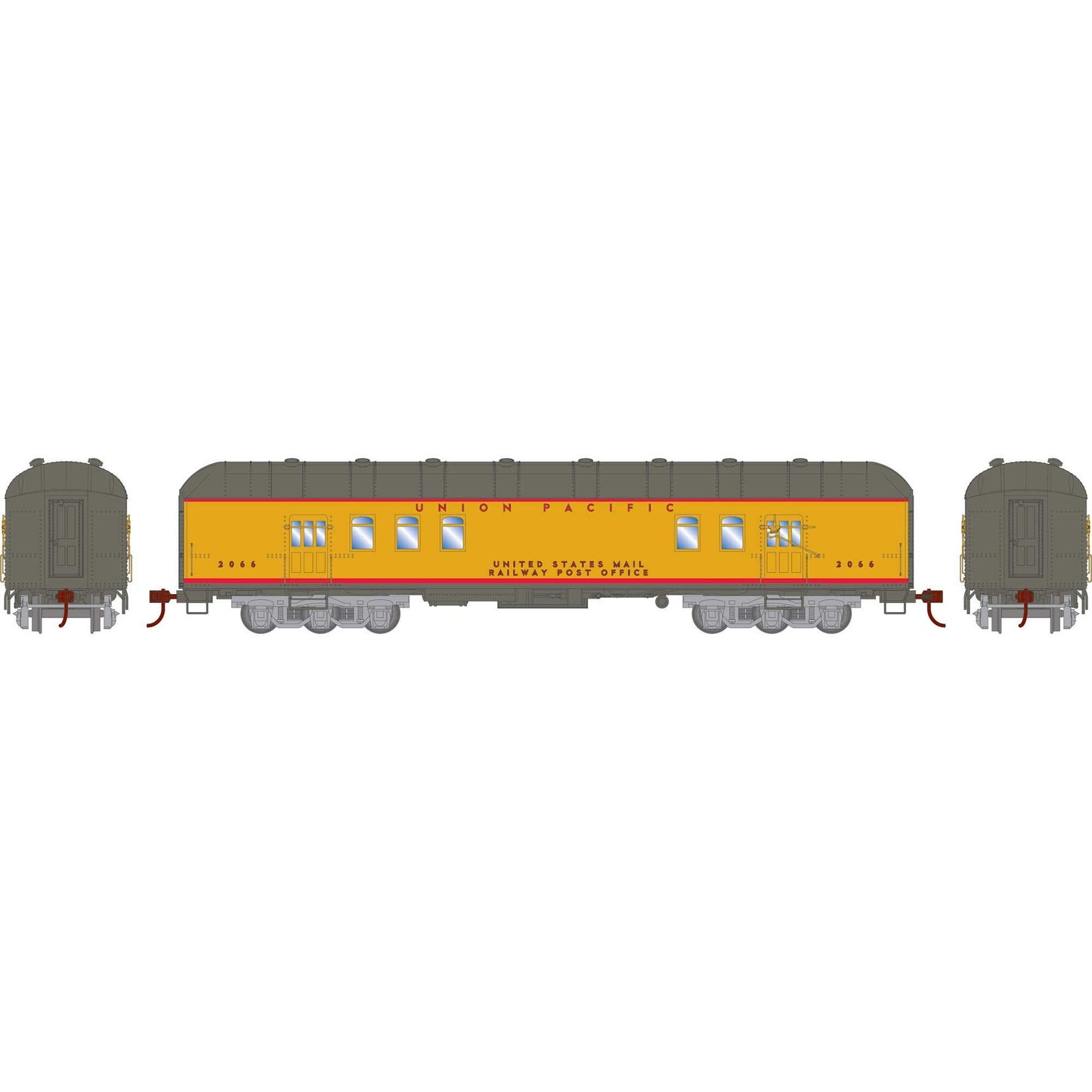 HO RTR Arch Roof RPO UP #2066 Model Train Car (ATH73026)