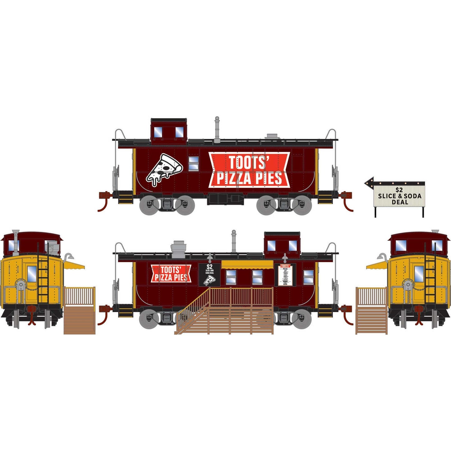 HO Concession Caboose Toots Pizza Pies (ATH74041)