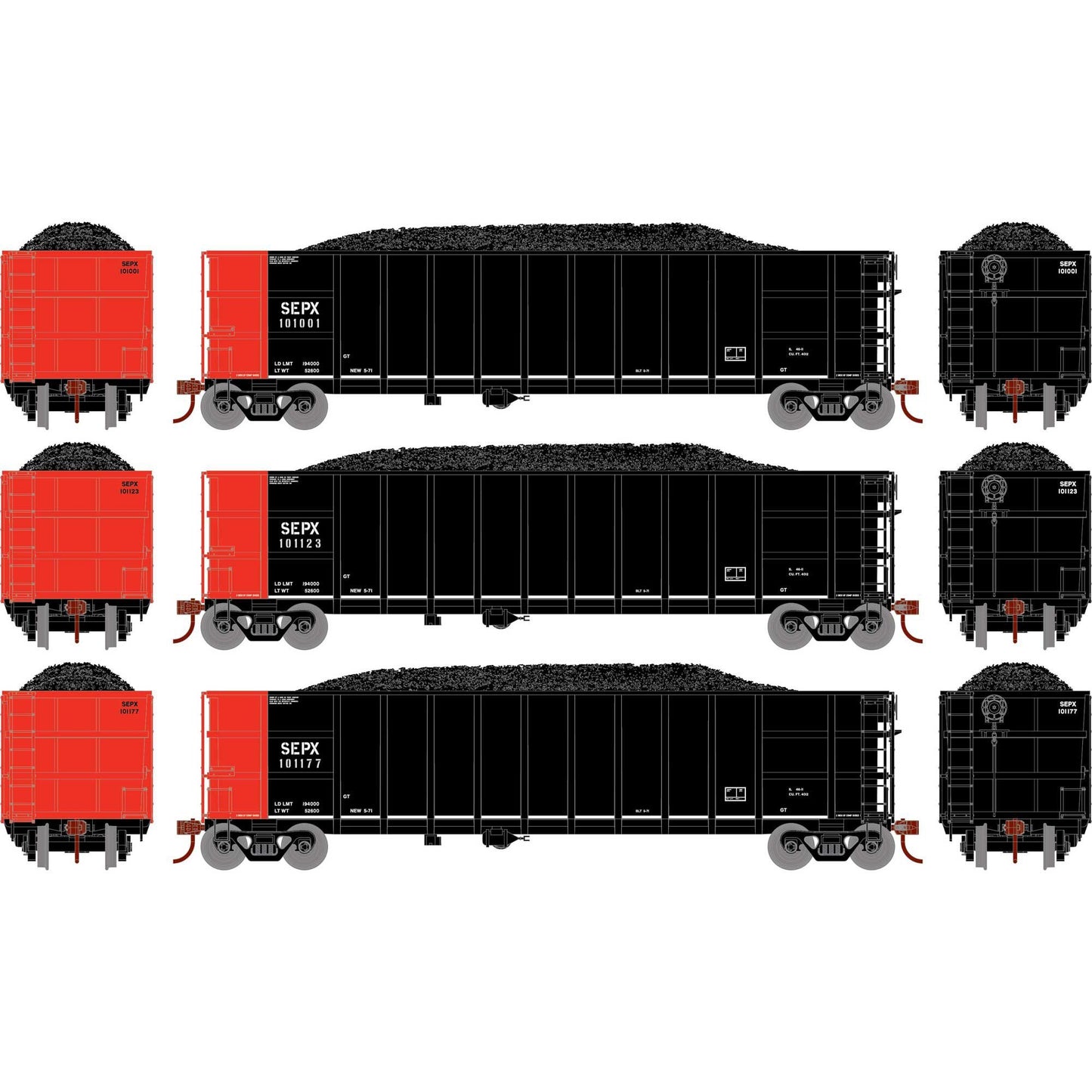 HO Thrall High Side Gondola with Load, SEPX #1 (3) (ATH7674)