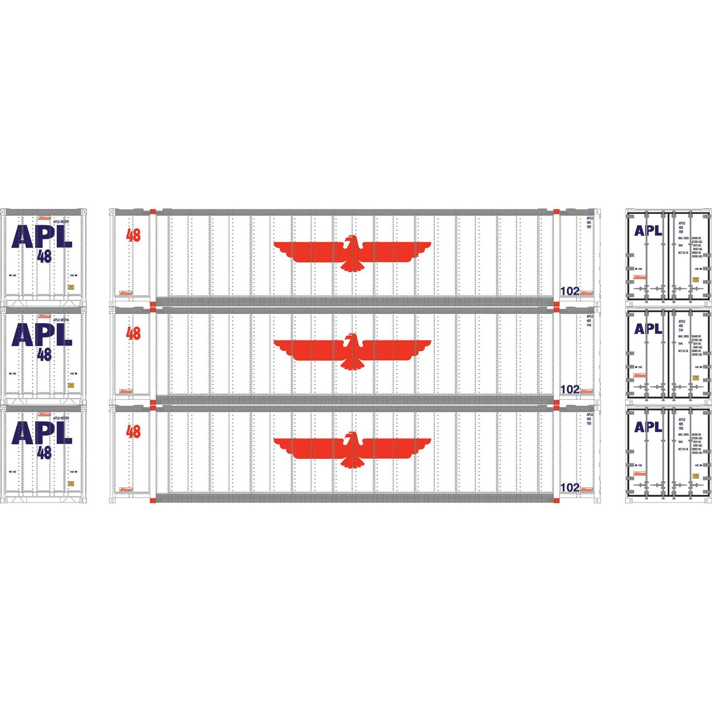 N 48' Containers Set (APLU #485709, #485744, #485783) (ATH7686)
