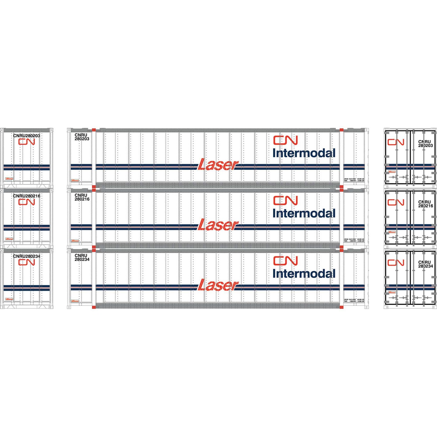 N 48' Containers CNRU #280203 #280216 #280234 Set of 3 (ATH7691)