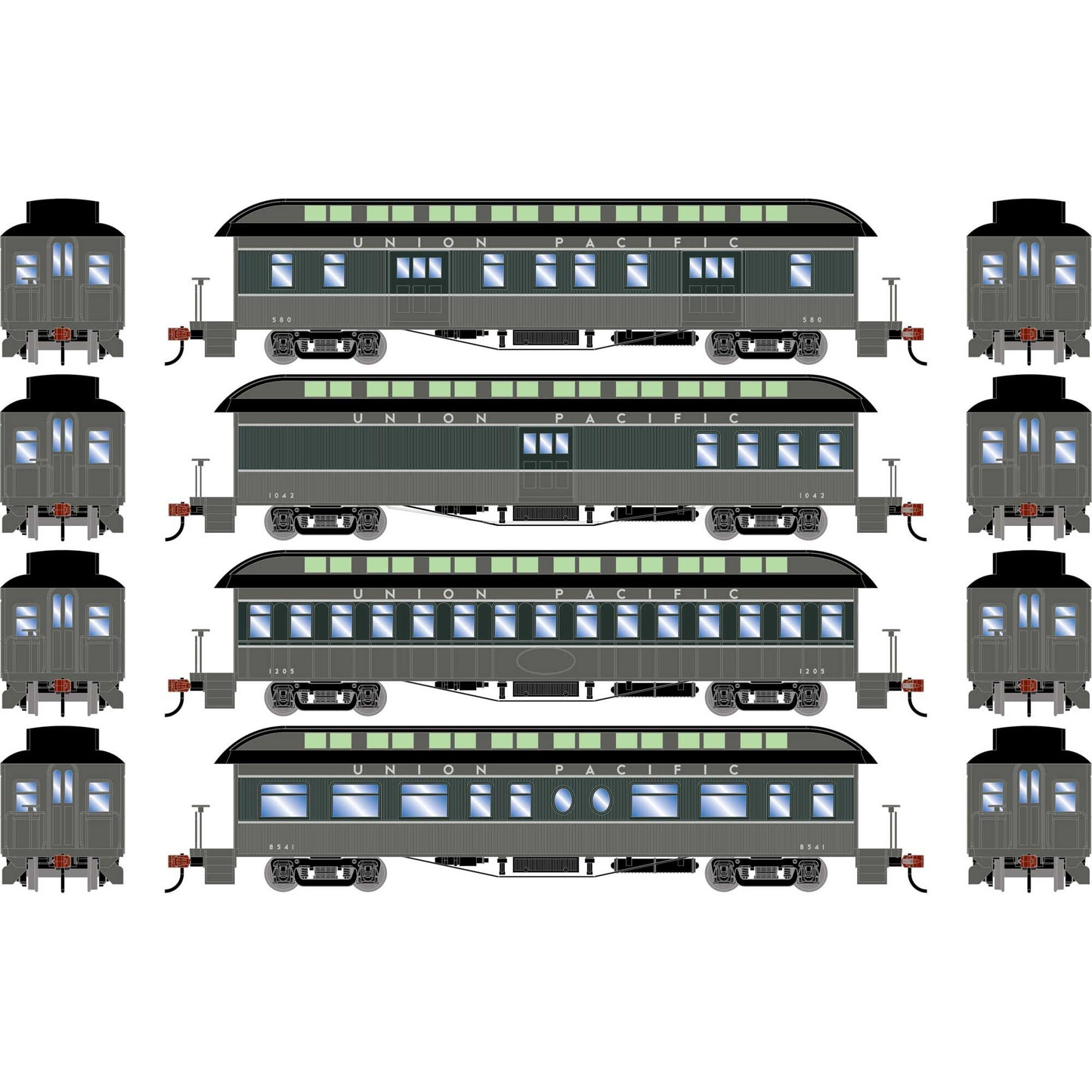 HO 50' Old Time Overland Passenger Set (Union Pacific #1) (ATH84842)