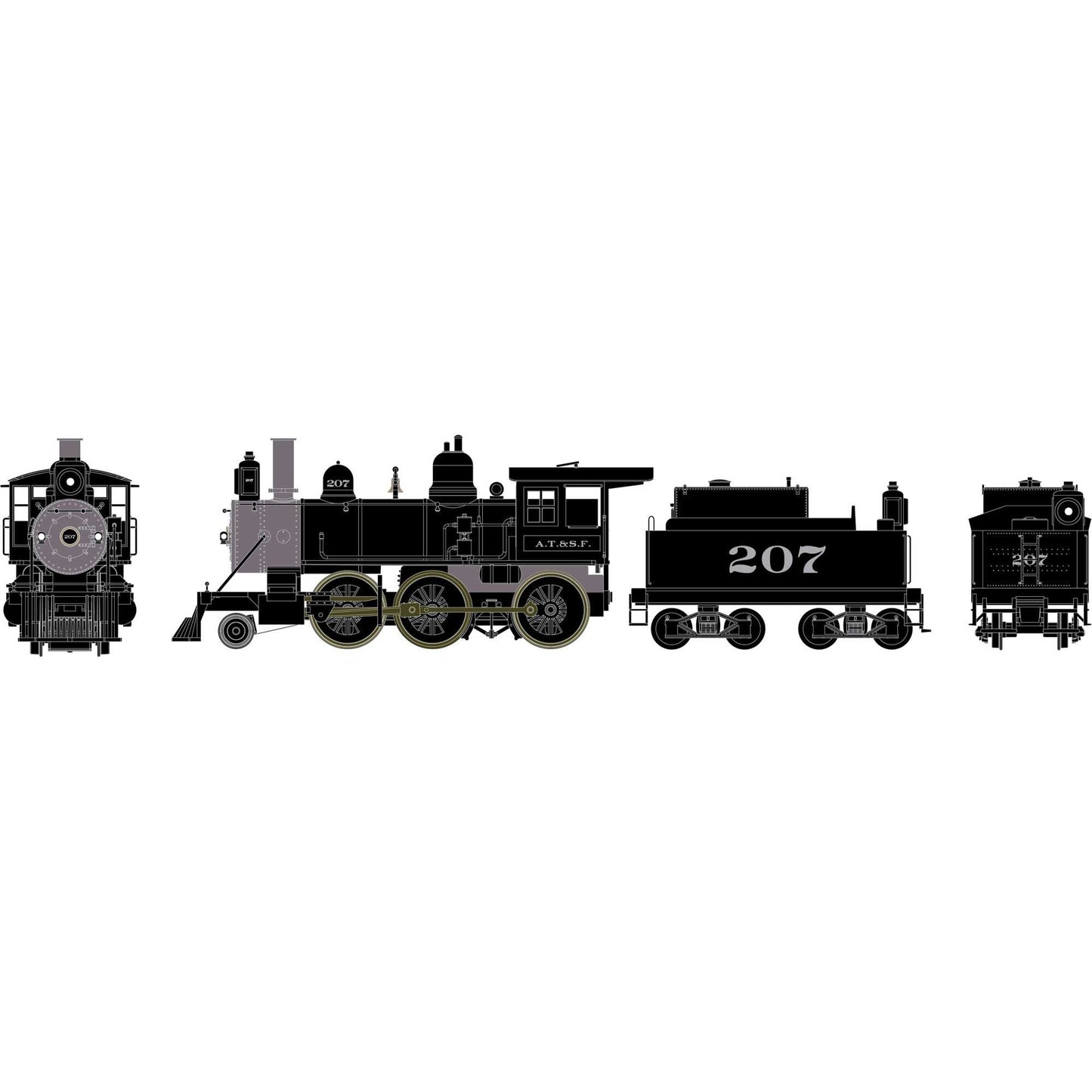 HO Old Time 2-6-0 Mogul DCC and Sound (ATSF #207) (ATH87311)