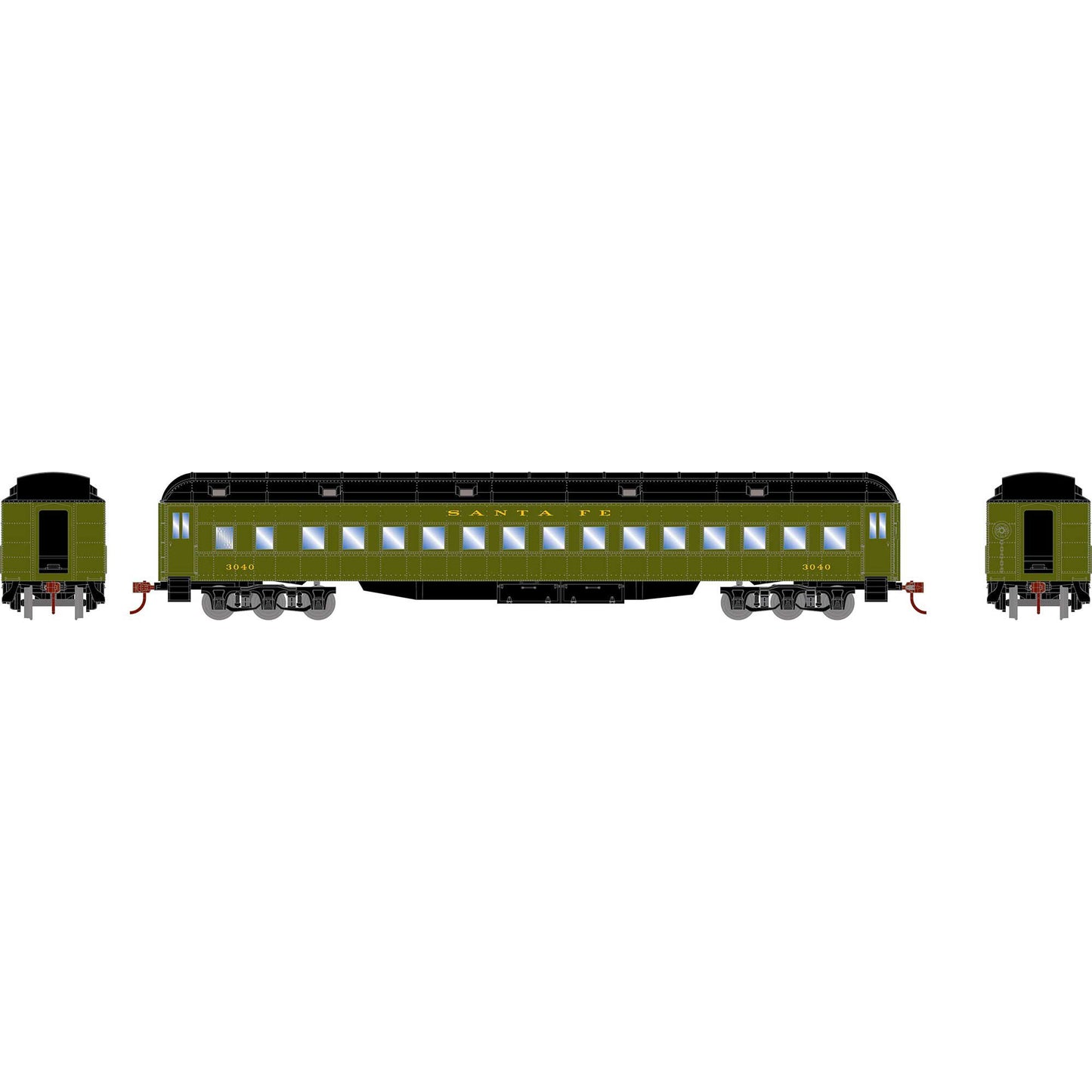 HO Heavyweight Clerestory Coach ATSF #3040 Plastic Model (ATH88220)