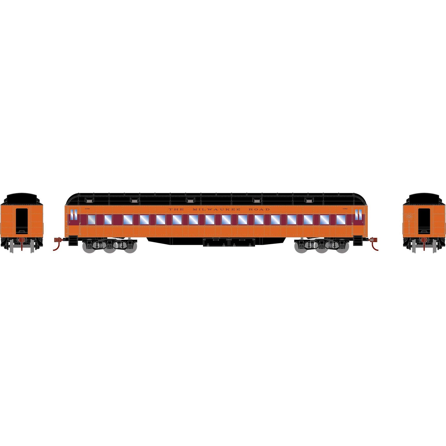 HO Heavyweight Clerestory Coach MILW #3352 (ATH88221)