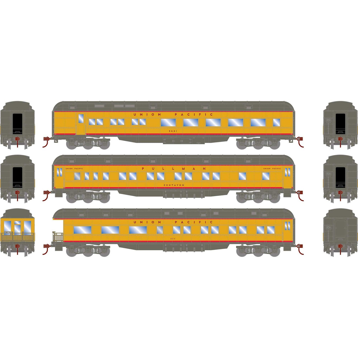 HO Heavyweight Diner Coach and Observation Union Pacific Set (ATH88229)