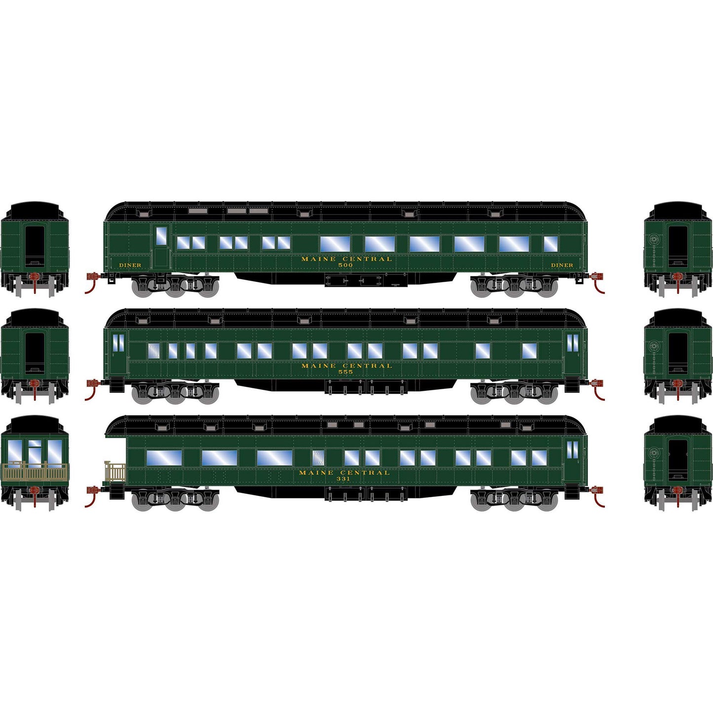 HO Heavyweight Diner Coach Observation Car Set MEC #1 (ATH88234)