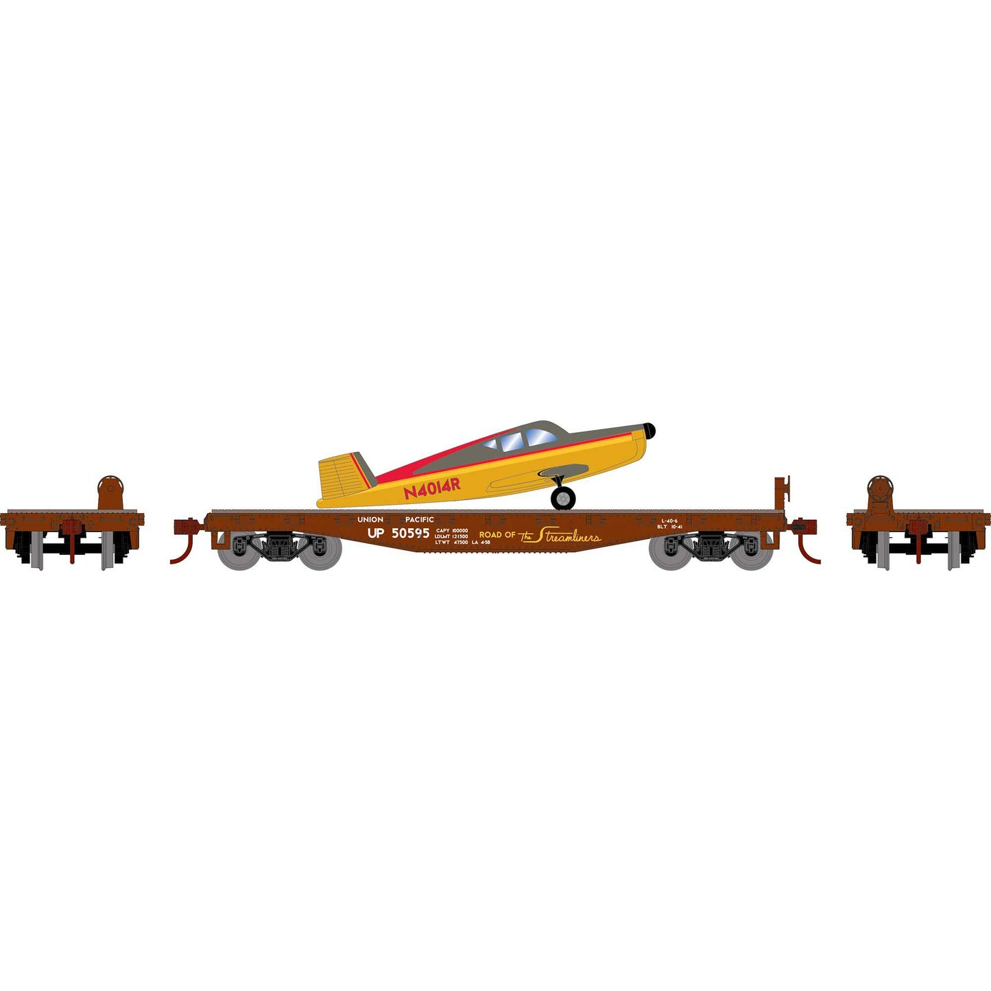 HO 40' Flat Car with Plane, UP # 50595 (ATH96450)