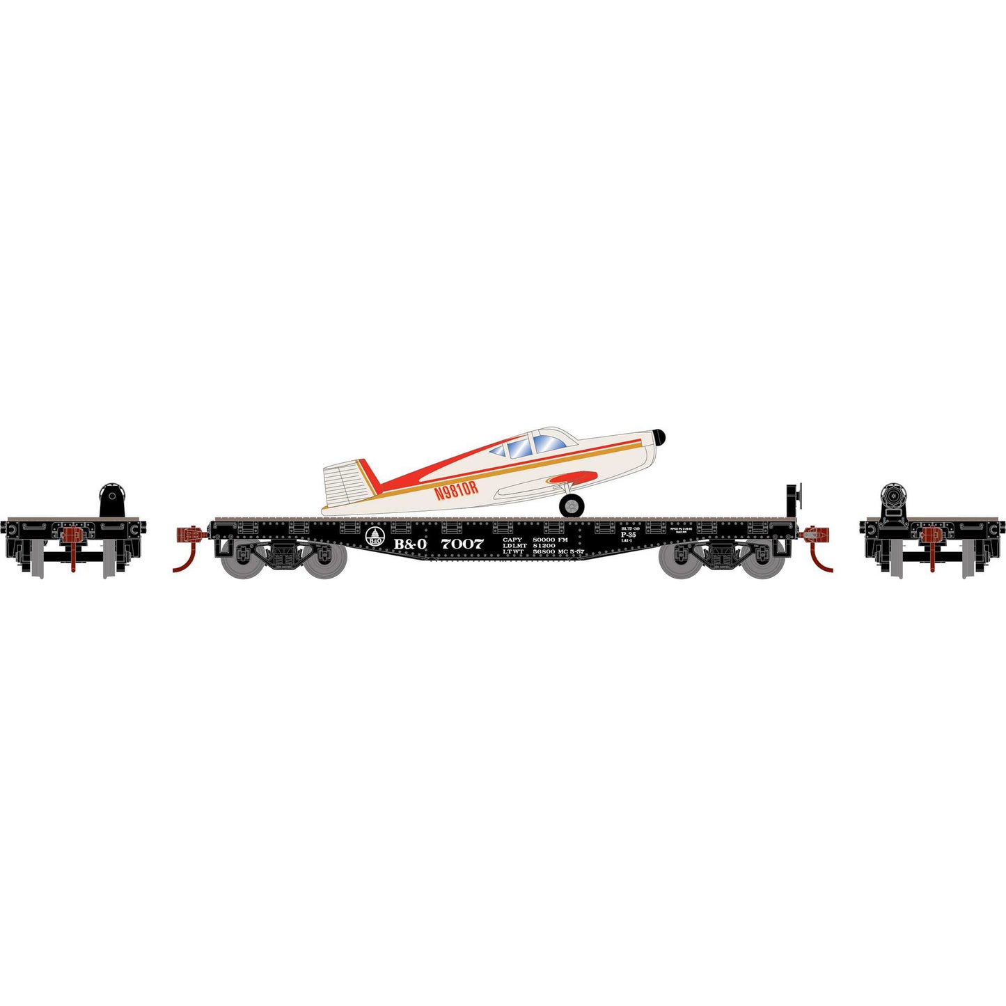 HO 40' Flat Car with Plane, B&O # 7007 (ATH96452)