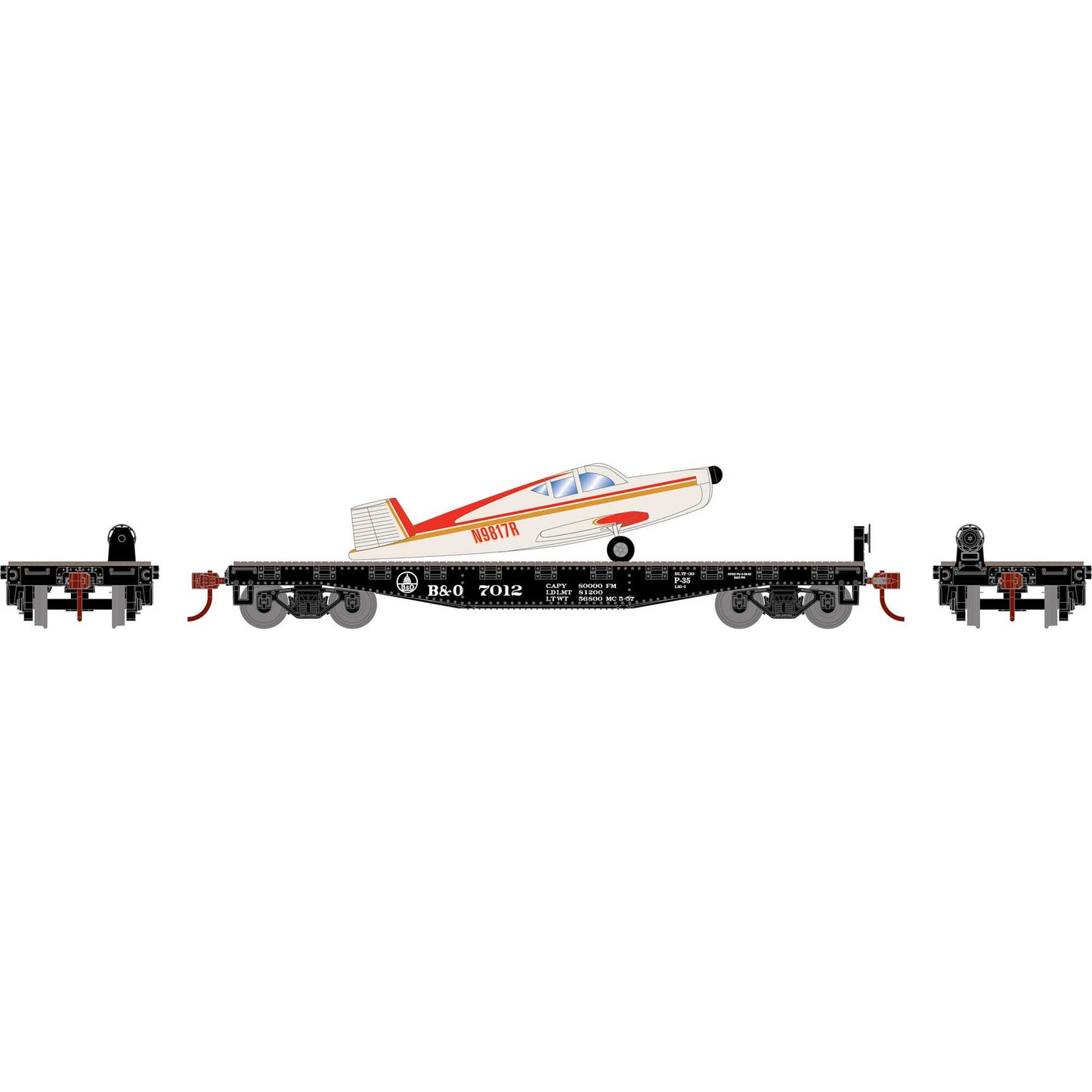 HO 40' Flat Car with Plane B&O # 7012 (ATH96453)