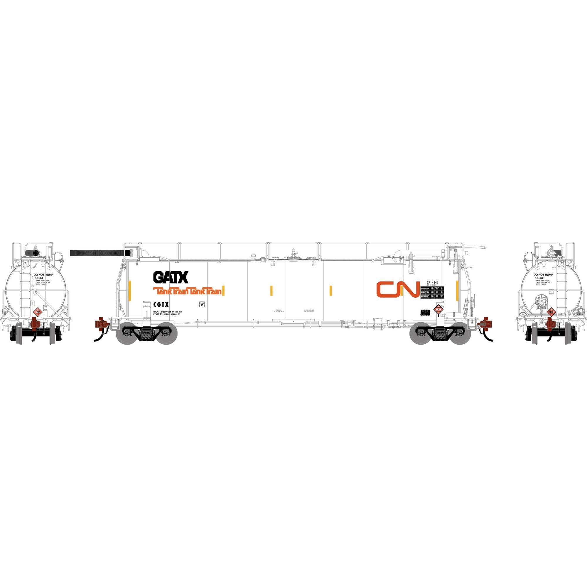 HO TankTrain Intermediate CGTX Unnumbered (ATHG-1318) – Nankin Hobby
