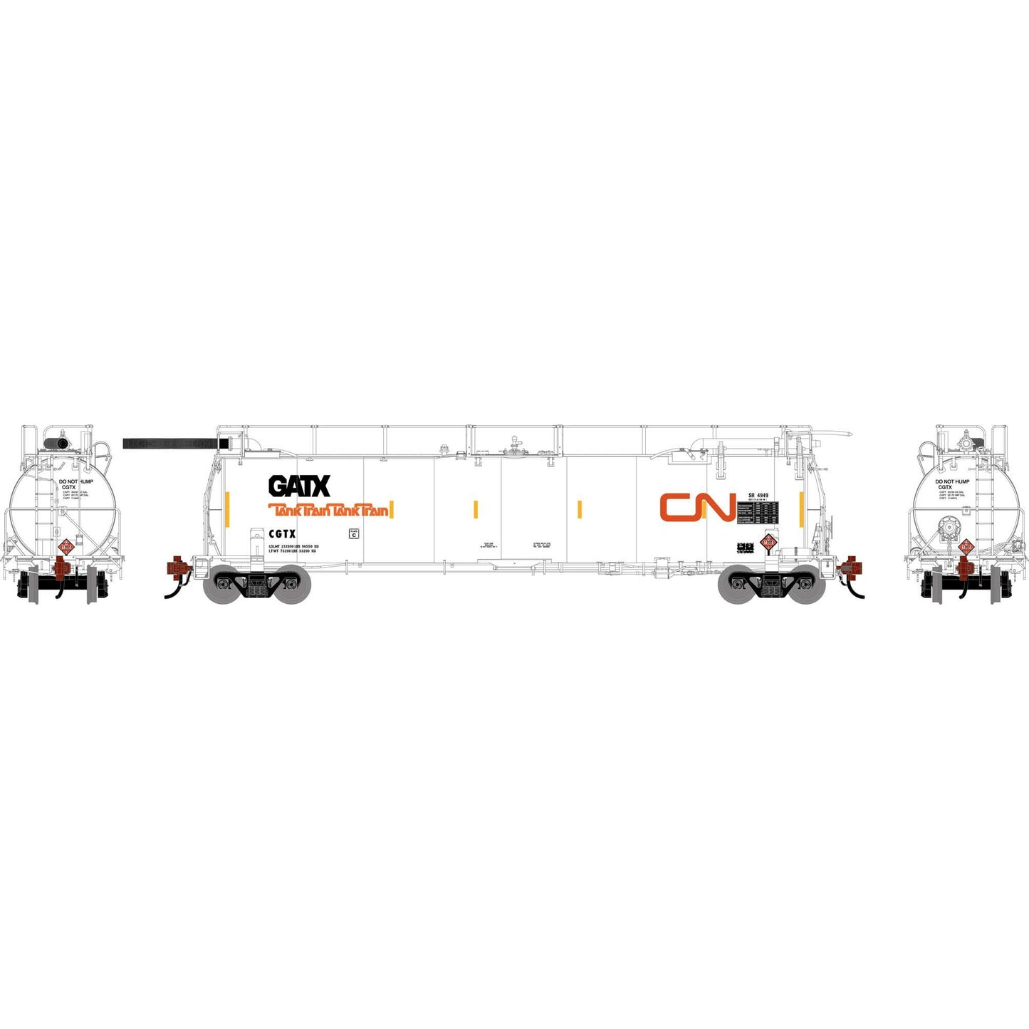 HO TankTrain Intermediate CGTX Unnumbered (ATHG-1318)