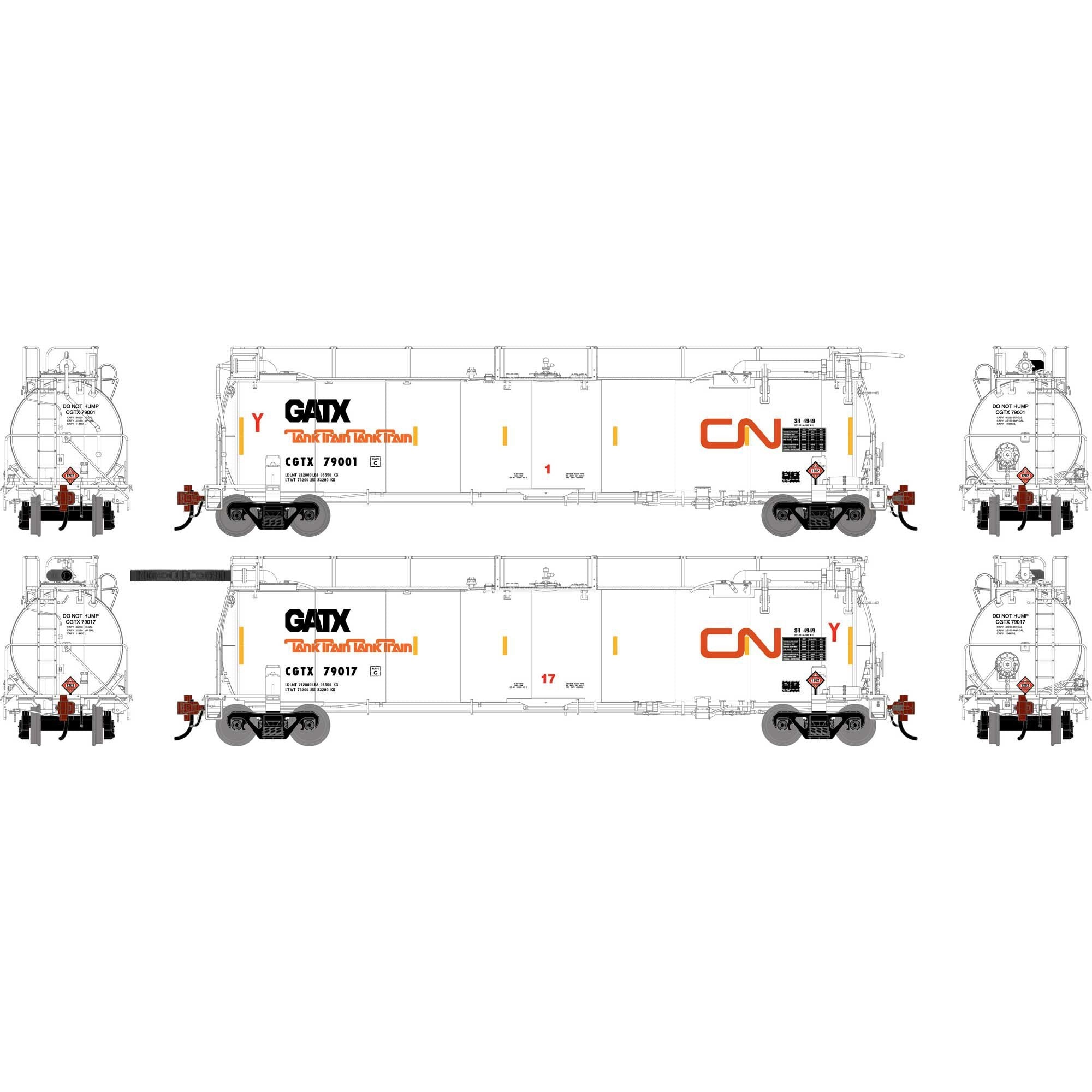 HO TankTrain A/B Set, CGTX #79001 and #79017 Models (ATHG-1319 ...