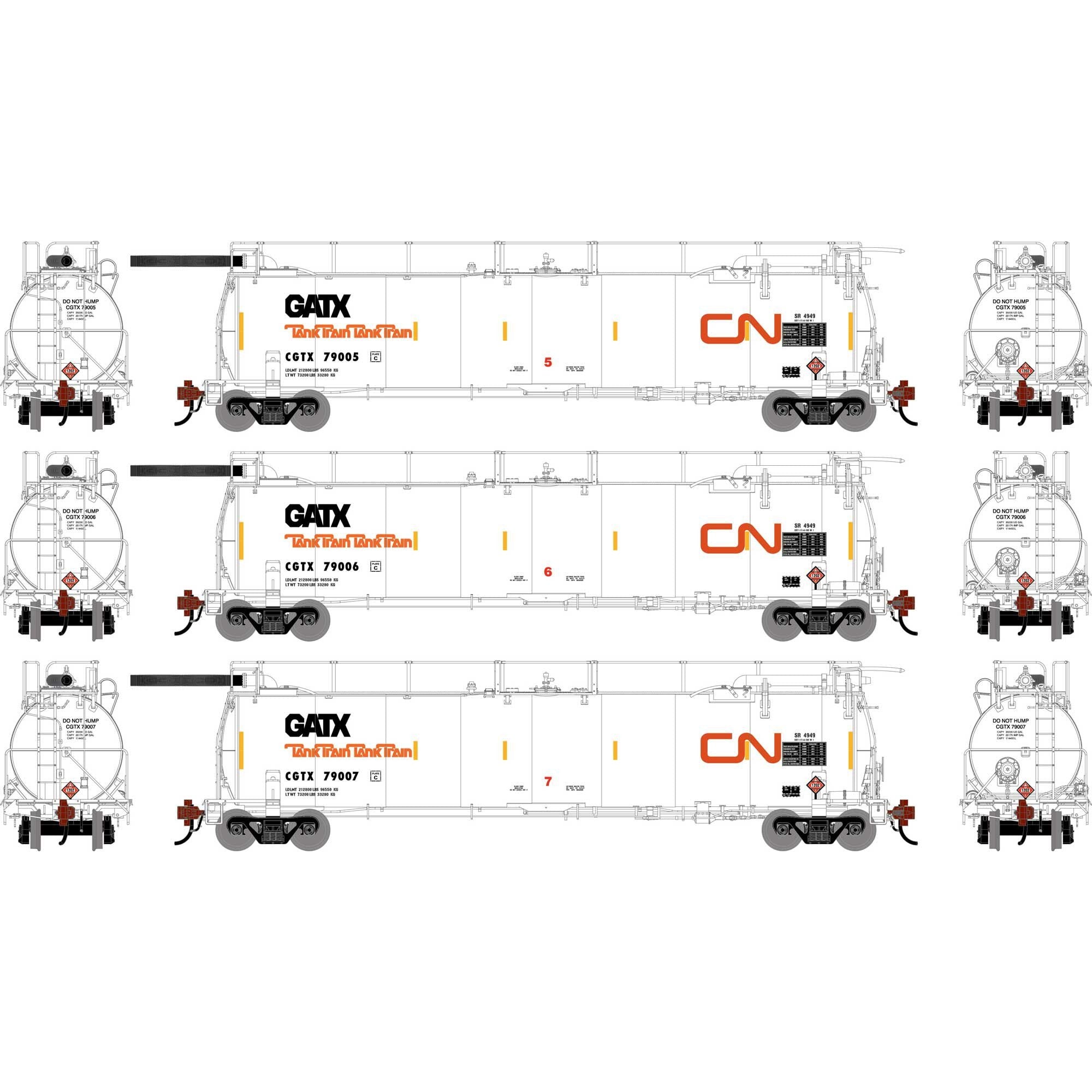 HO TankTrain Intermediate Set CGTX #79005/79006/79007 (ATHG-1321 ...