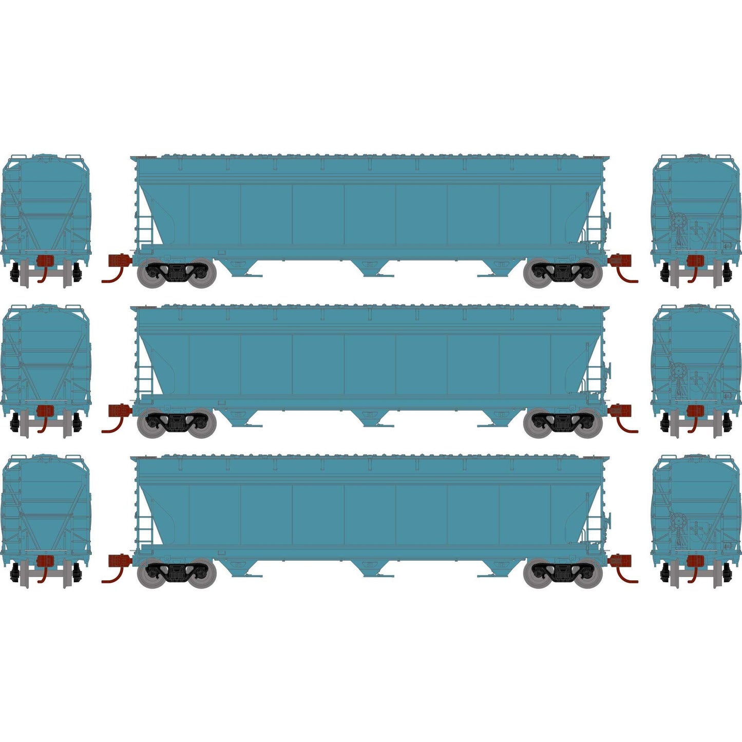 N ACF4600 Covered Hopper Model Train Cars (Set of 3) (ATHG-1553)