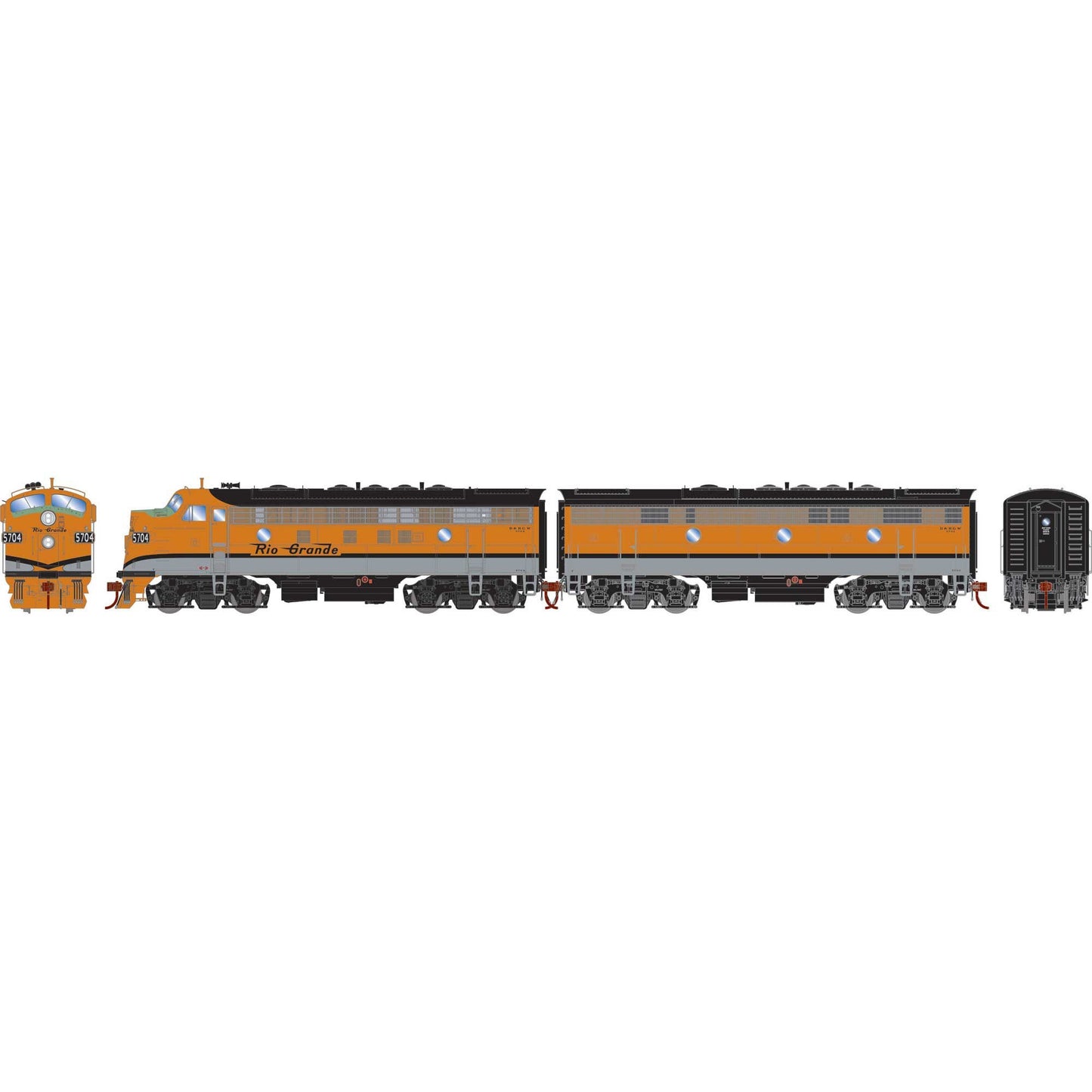 HO F7A/F7B Locomotives DRGW F7A #5704 F7B #5702 (ATHG-1632)