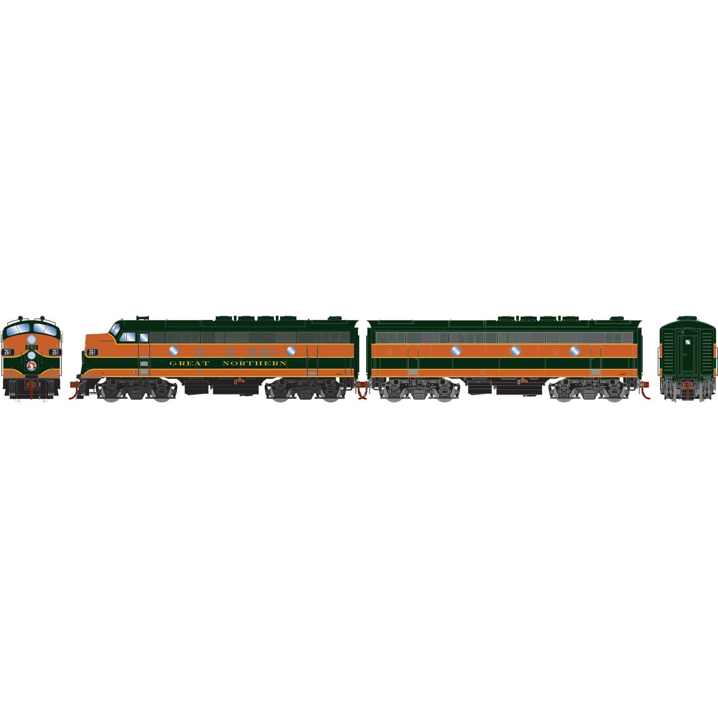 HO F3A/F3B Locomotives with DCC and Sound Passenger GN F3A- #261A F3B-#261B (ATHG-1635)
