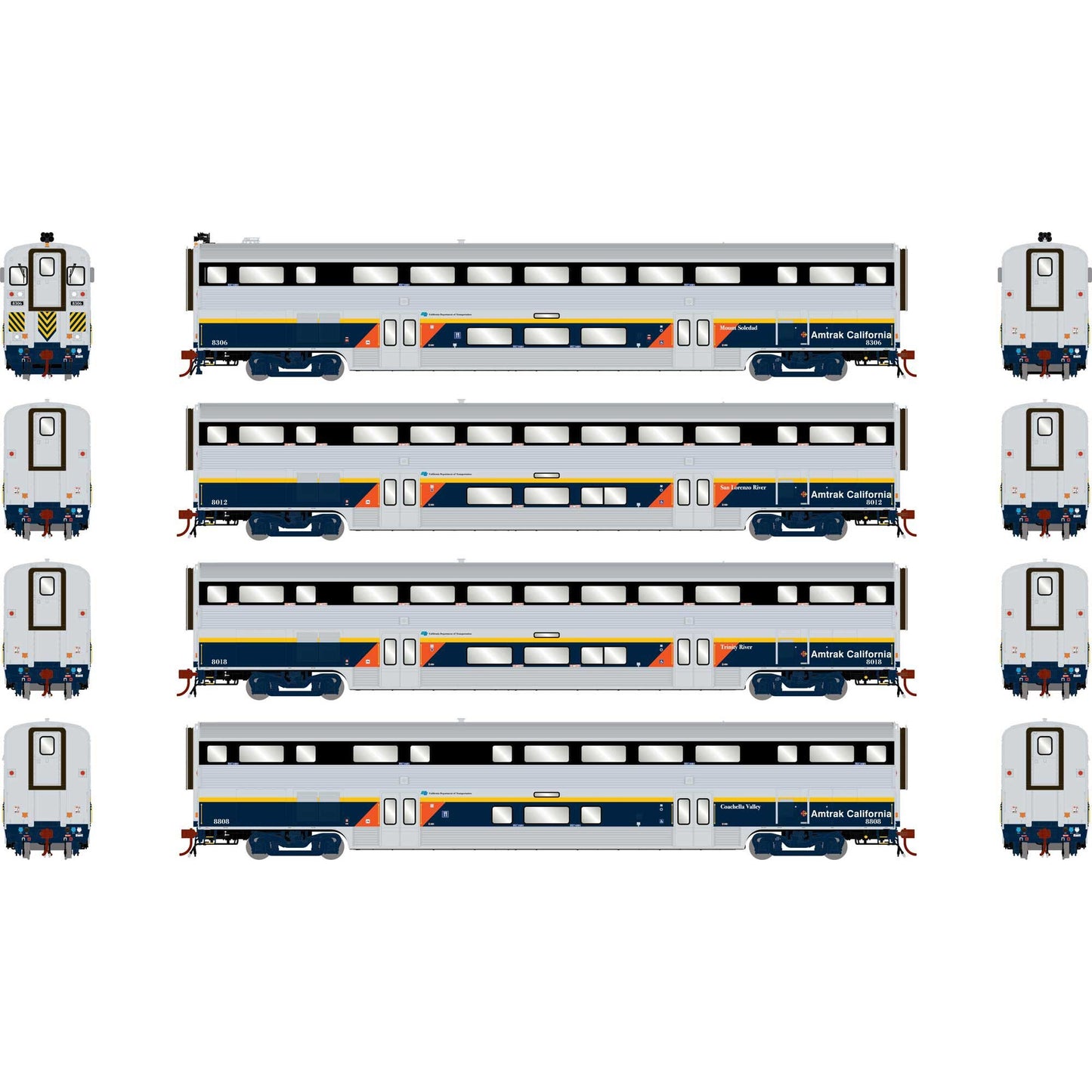HO M-K California Cars with Lights, CDTX (4) (ATHG24418)