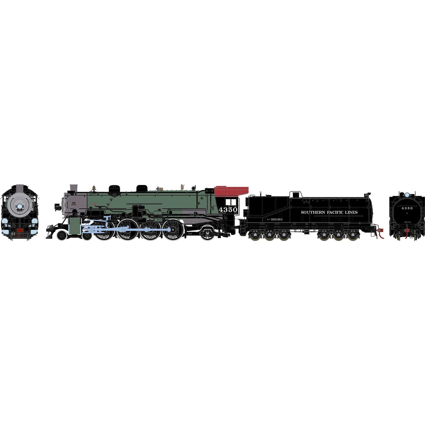 HO 4-8-2 MT-4 Early Green Boiler #4350 Steam Locomotive (ATHG71556)