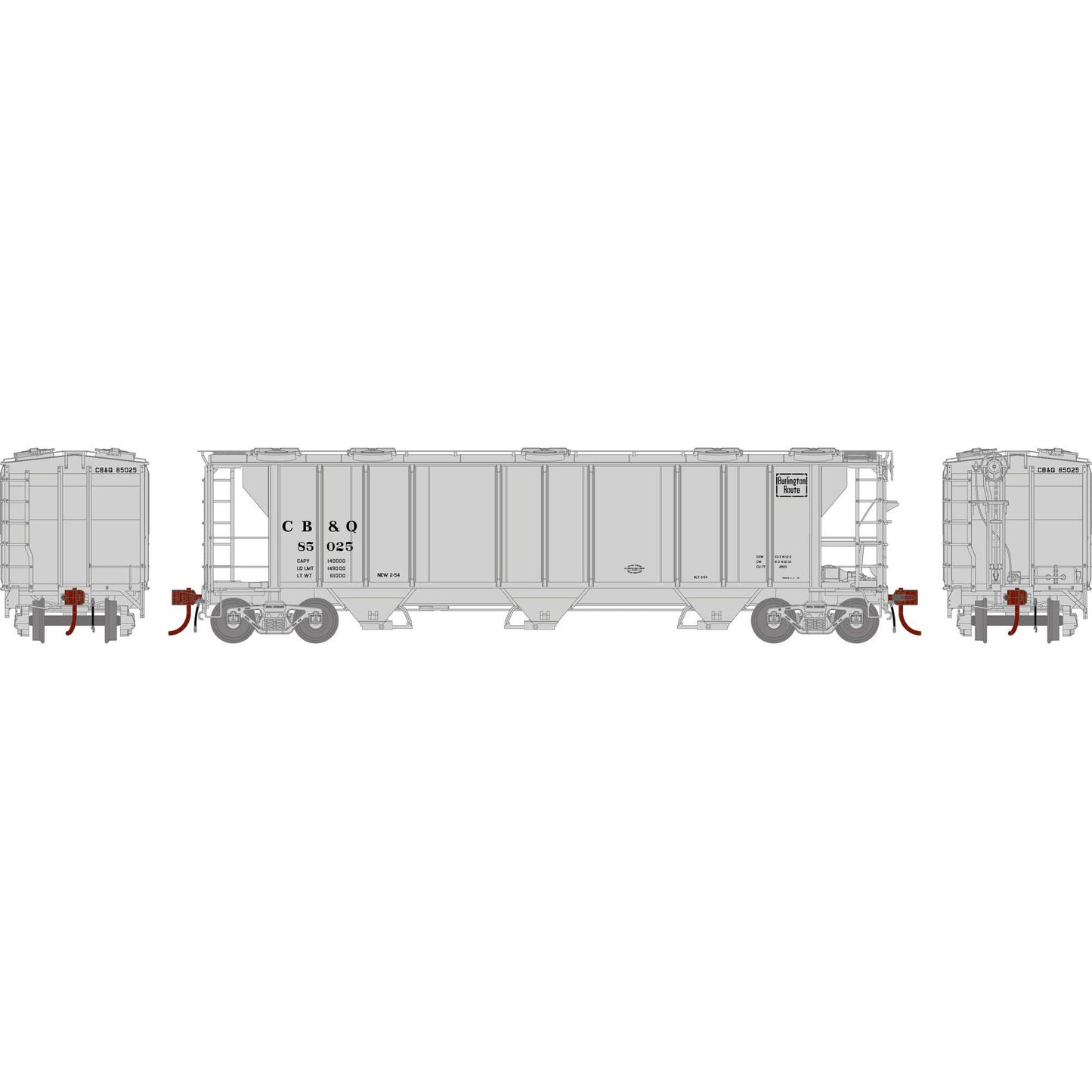 HO PS-2 2893 3-Bay Covered Hopper CB&Q #85025 Plastic Model (ATHG73617)