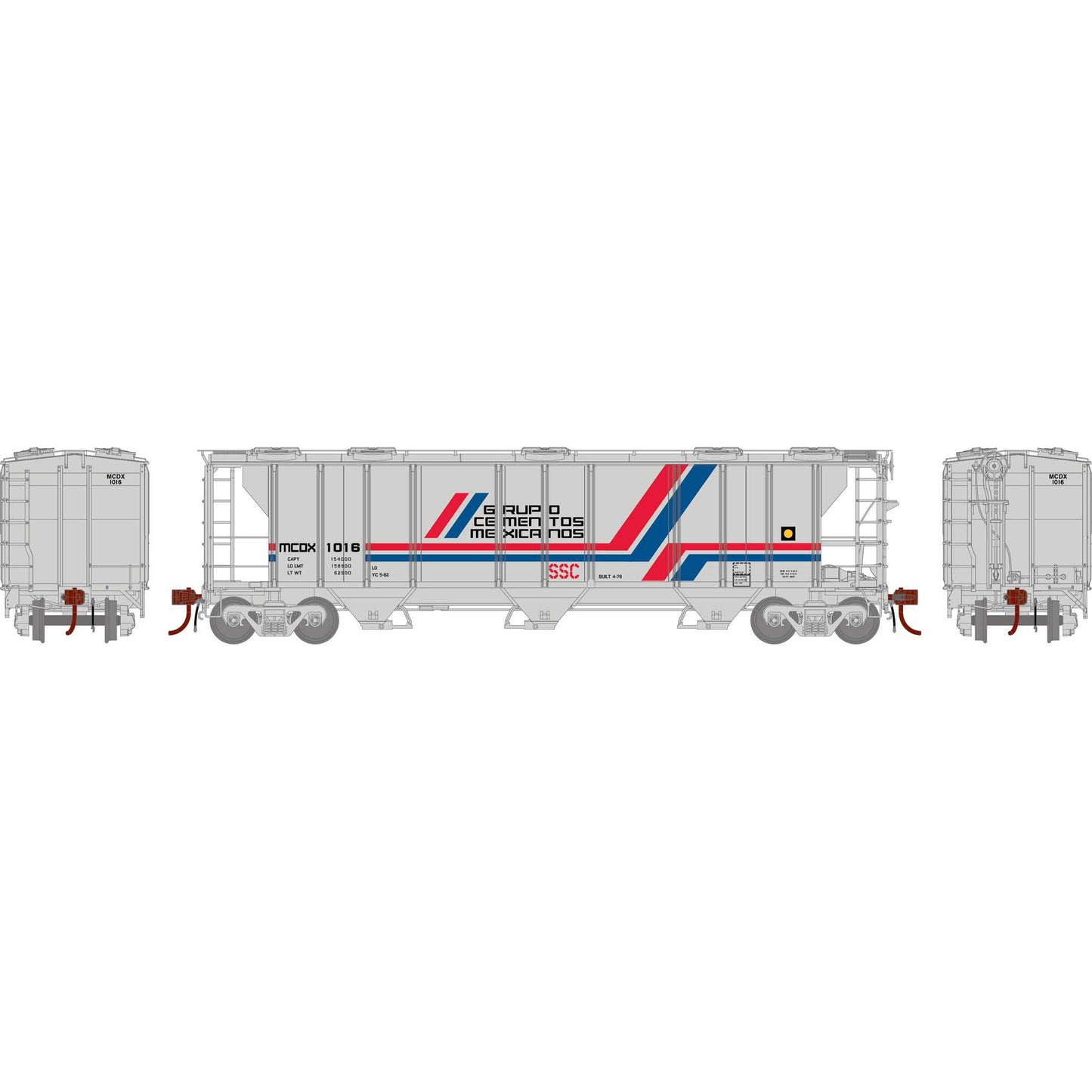 HO PS-2 2893 3-Bay Covered Hopper MCDX #1016 (ATHG73619)