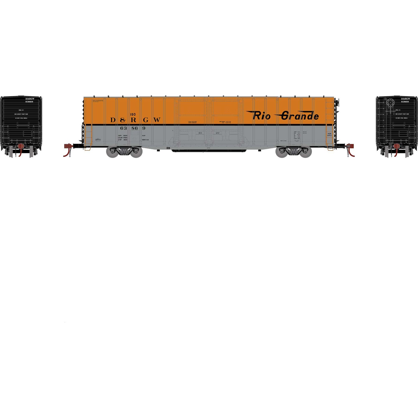 HO 60' PS Auto Box D&RGW #63869 Plastic Model (ATHG75886)