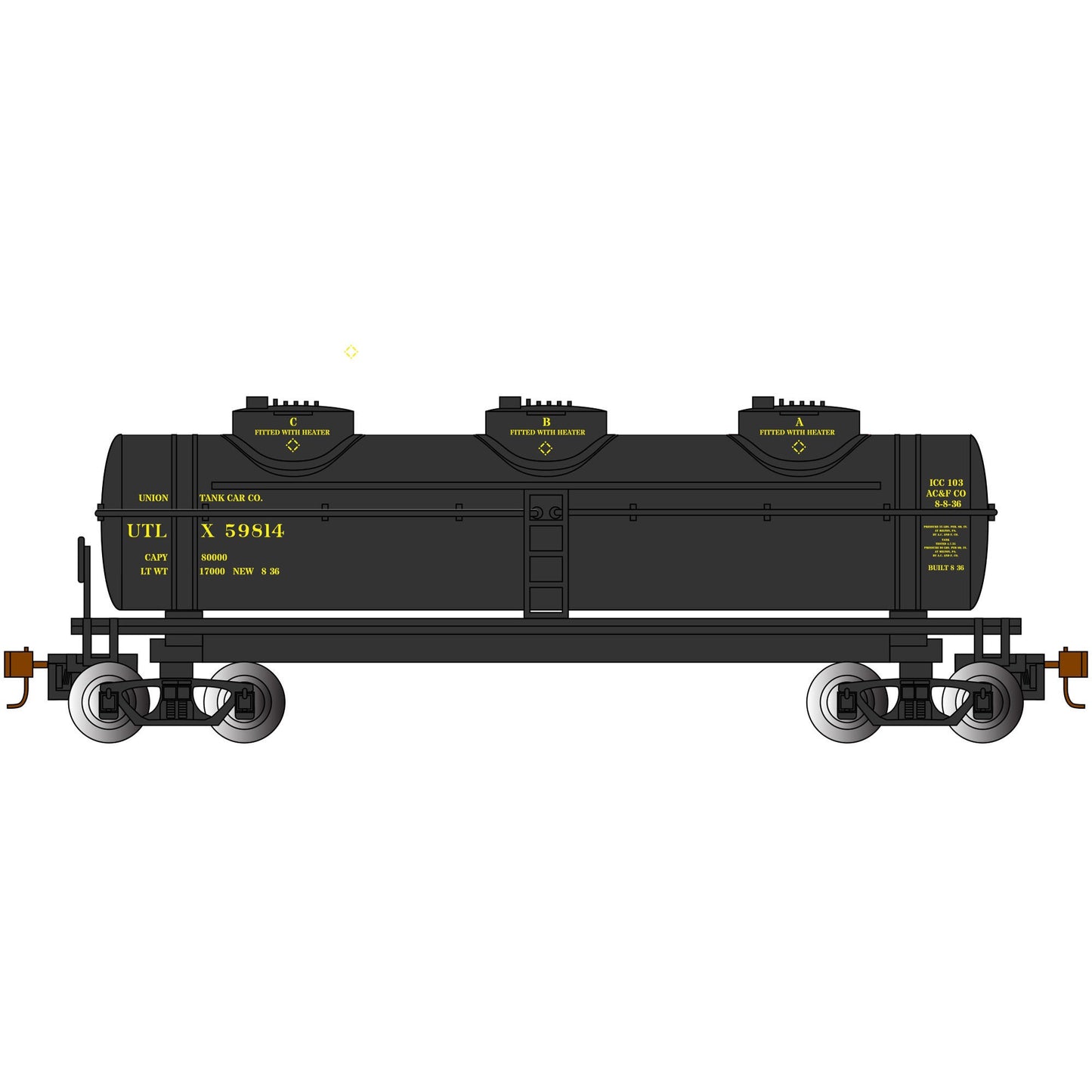 HO 40' 3-Dome Tank UTLX Model Rail Car (BAC17109)
