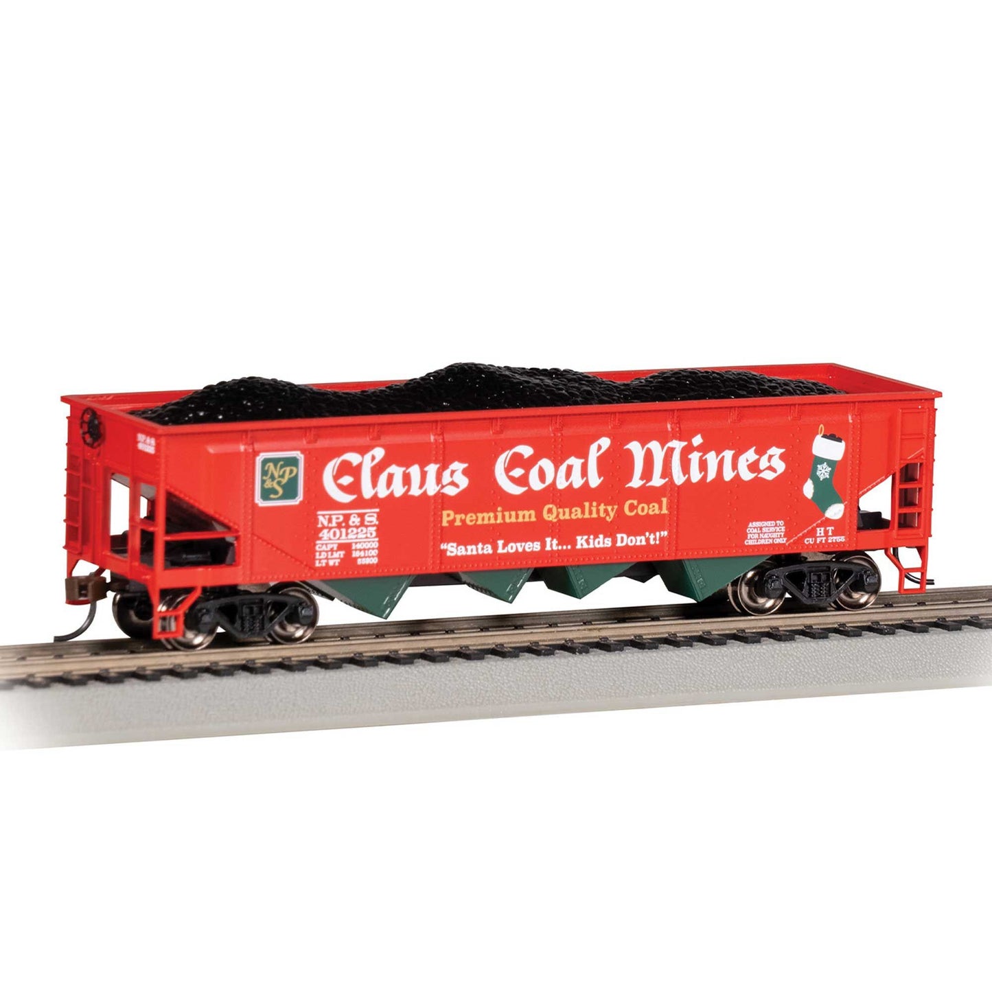 40' Quad Hopper Car Christmas NP&S Claus Coal Mines HO Scale (BAC17609)