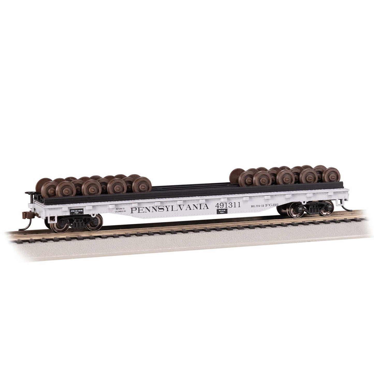 HO 52' Wheel Flatcar with Wheel Load - Pennsylvania Railroad Model (BAC18939)