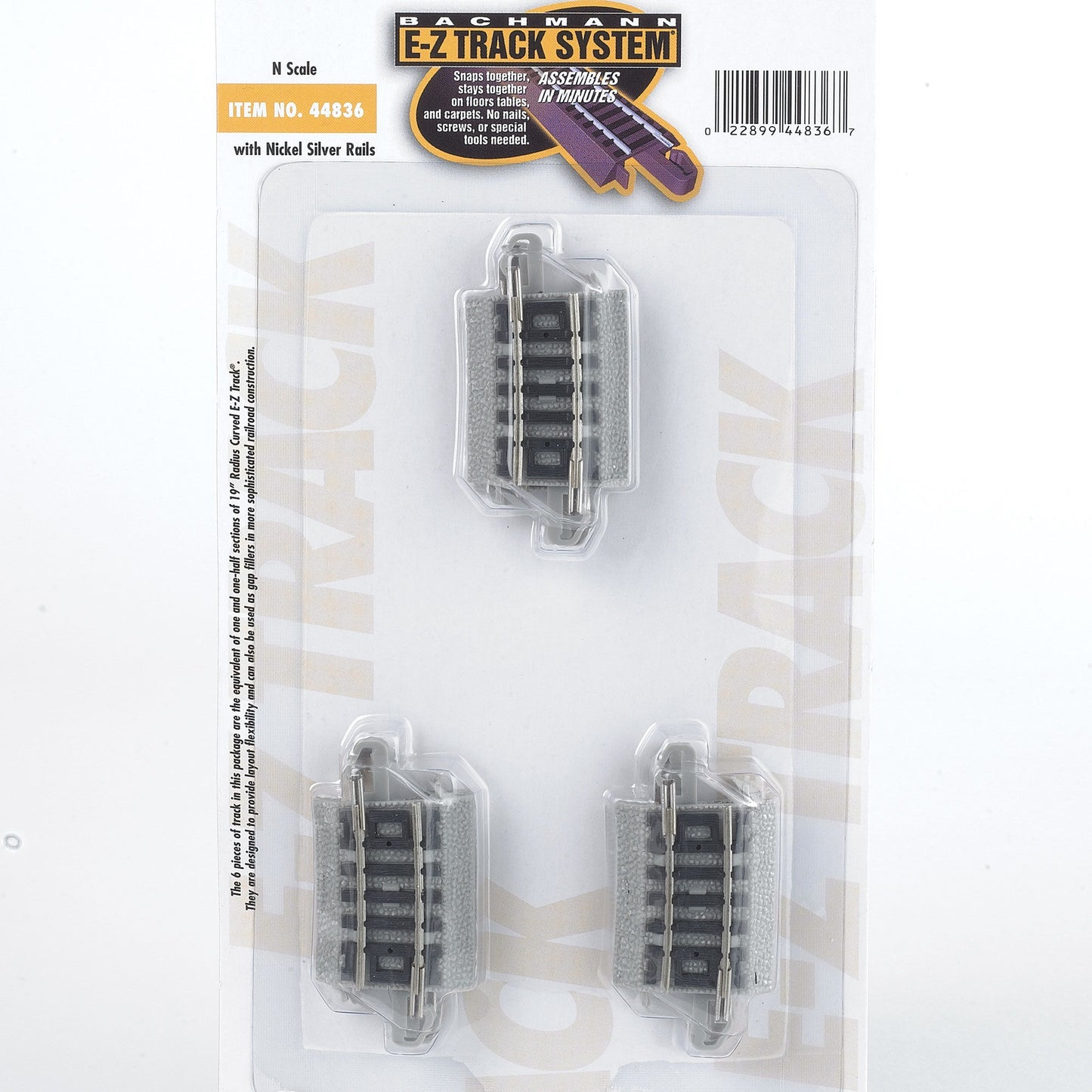 N NS EZ 19" Radius 1/4 Curve Track (6 pieces) (BAC44836)