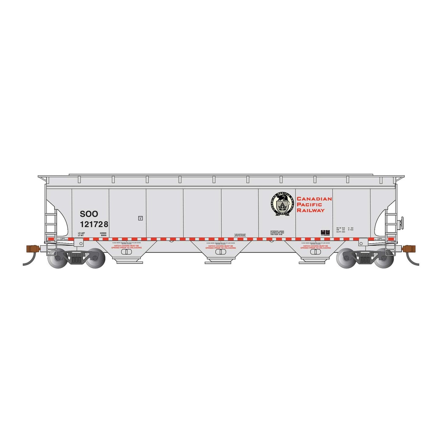 HO Trinity 5161 3-Bay Covered Hopper Canadian Pacific #121728 (BAC70637)