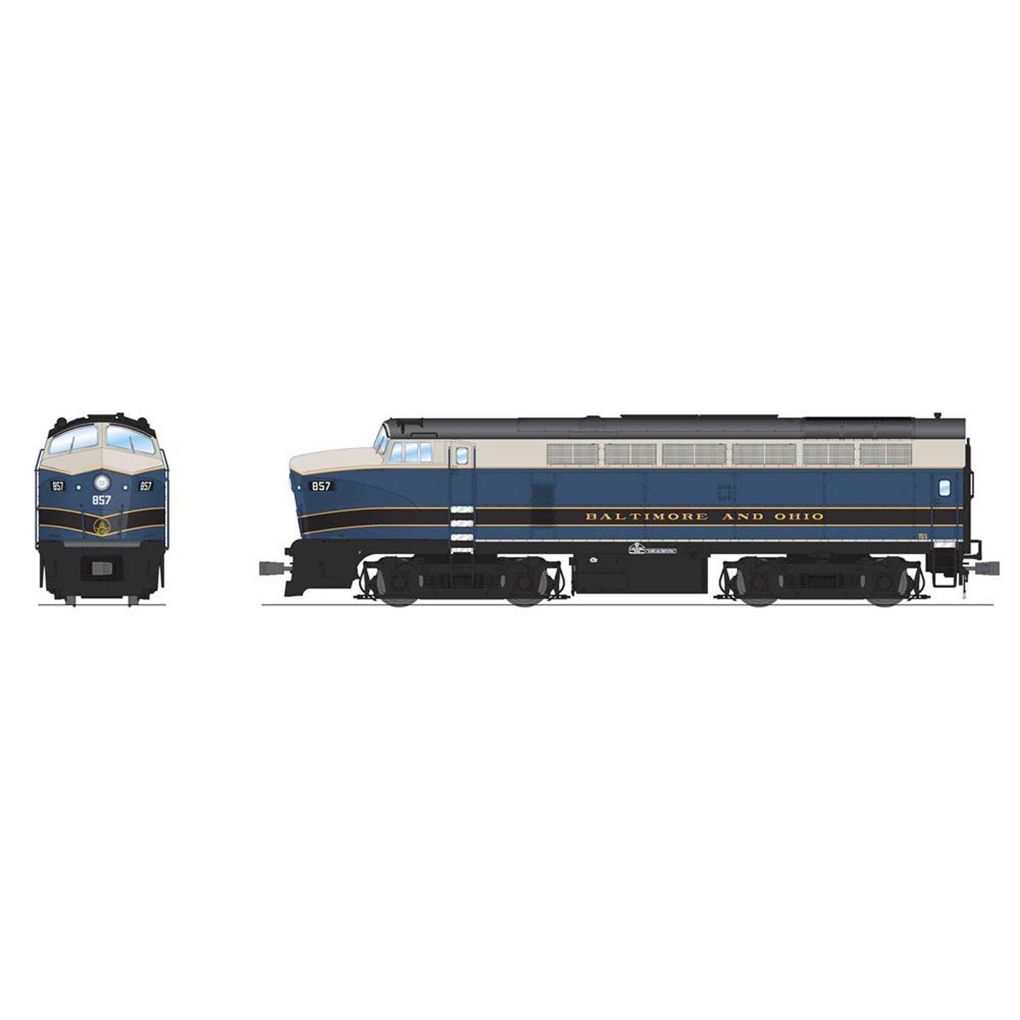 HO RF-16 Sharknose Locomotive A/B B&O 857A / 857X with Paragon4 (BLI7694)
