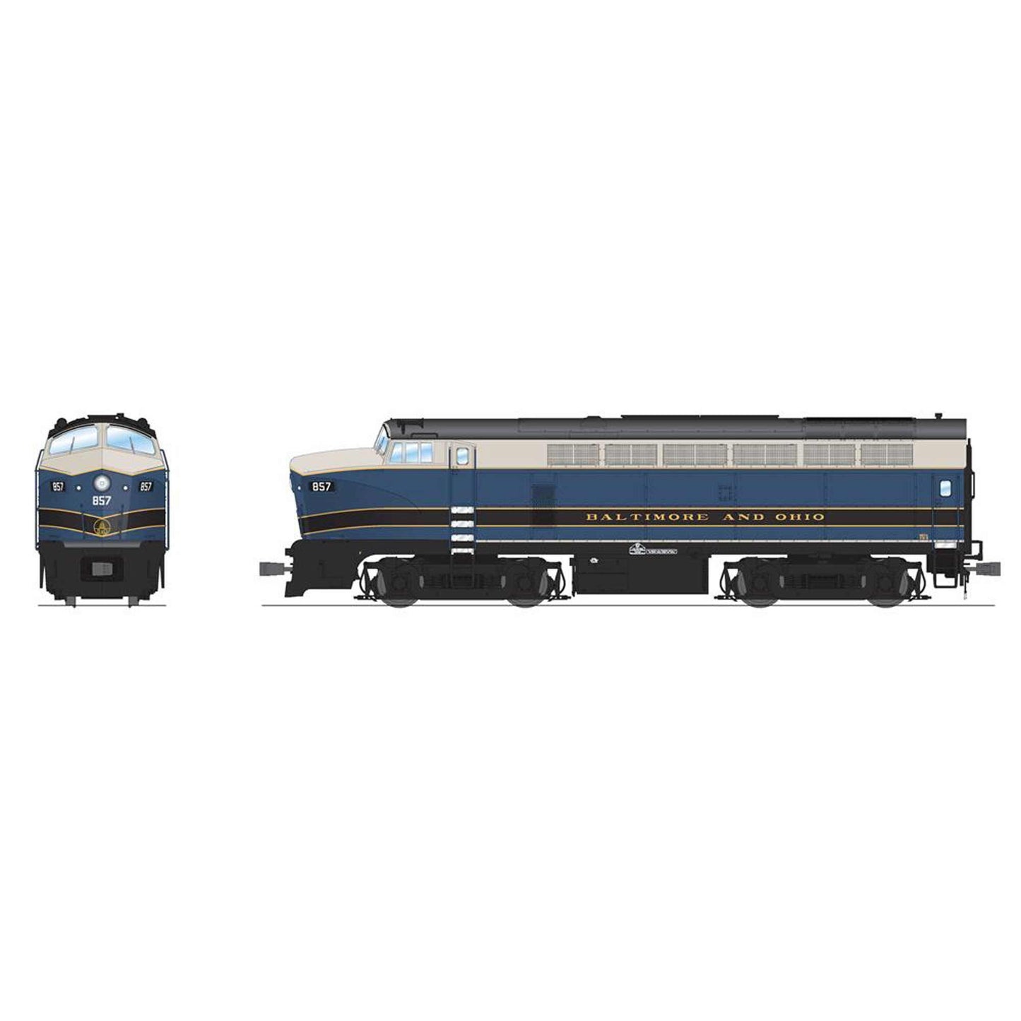 HO RF-16 Sharknose Locomotive A B&O 857 As-Delivered with Paragon4 (BLI7695)
