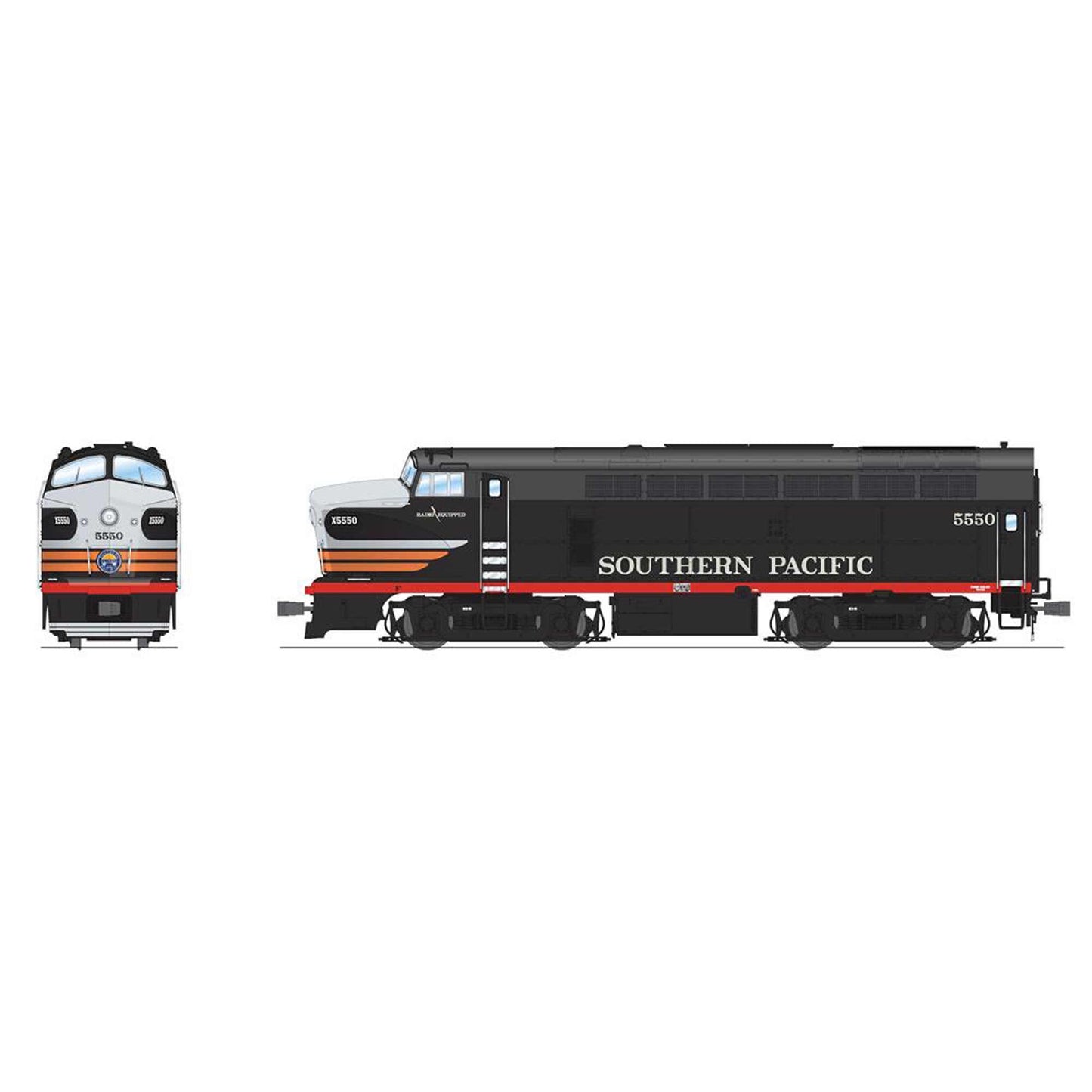 HO RF-16 Sharknose Locomotive A SP 5551 Black Widow with Paragon4 (BLI7709)