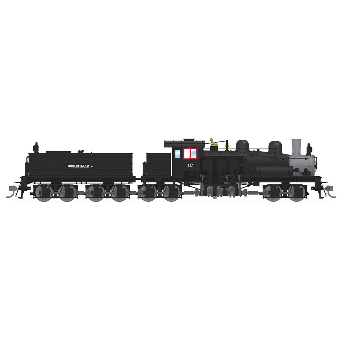 HO Class D 4 Truck Shay Locomotive Mower Lumber #12 with Paragon 4 (BLI7822)