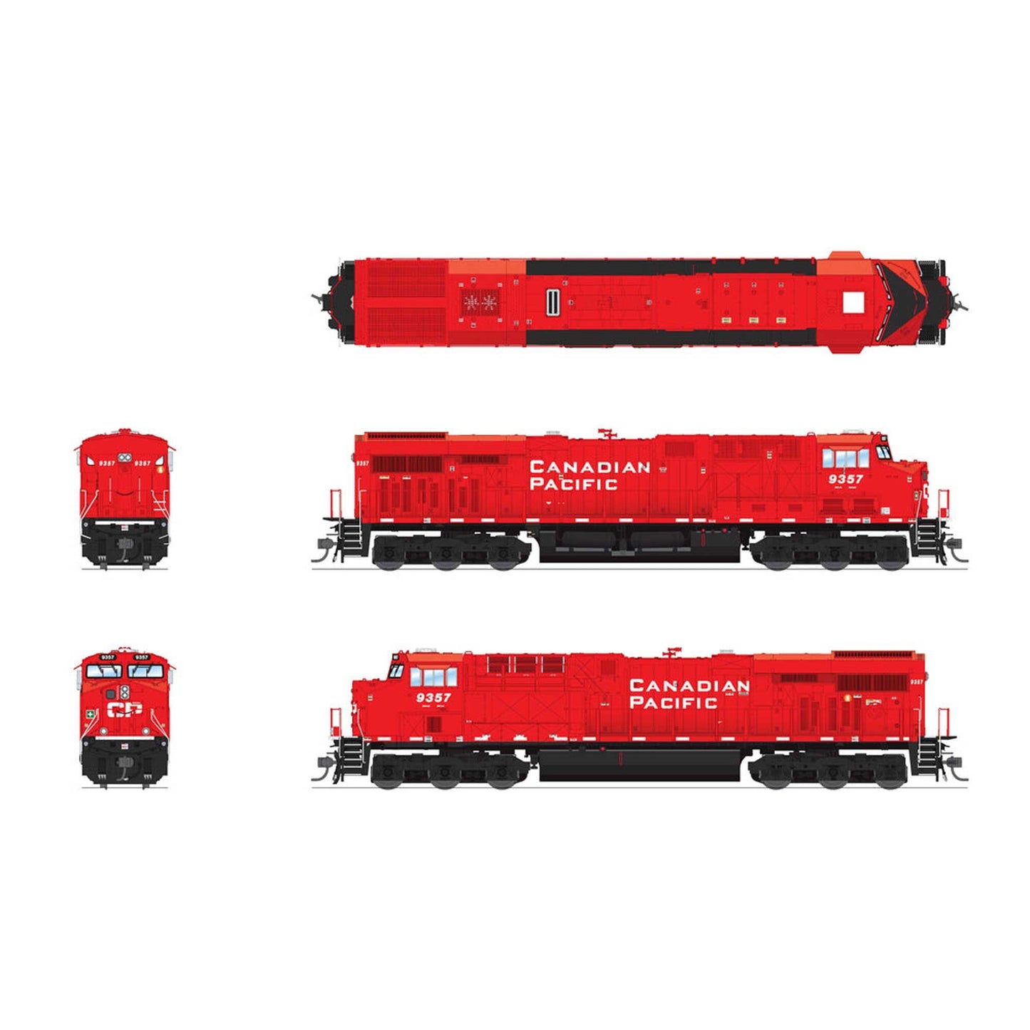 HO GE ES44AC Locomotive CP #9357 Action Red (BLI8556)
