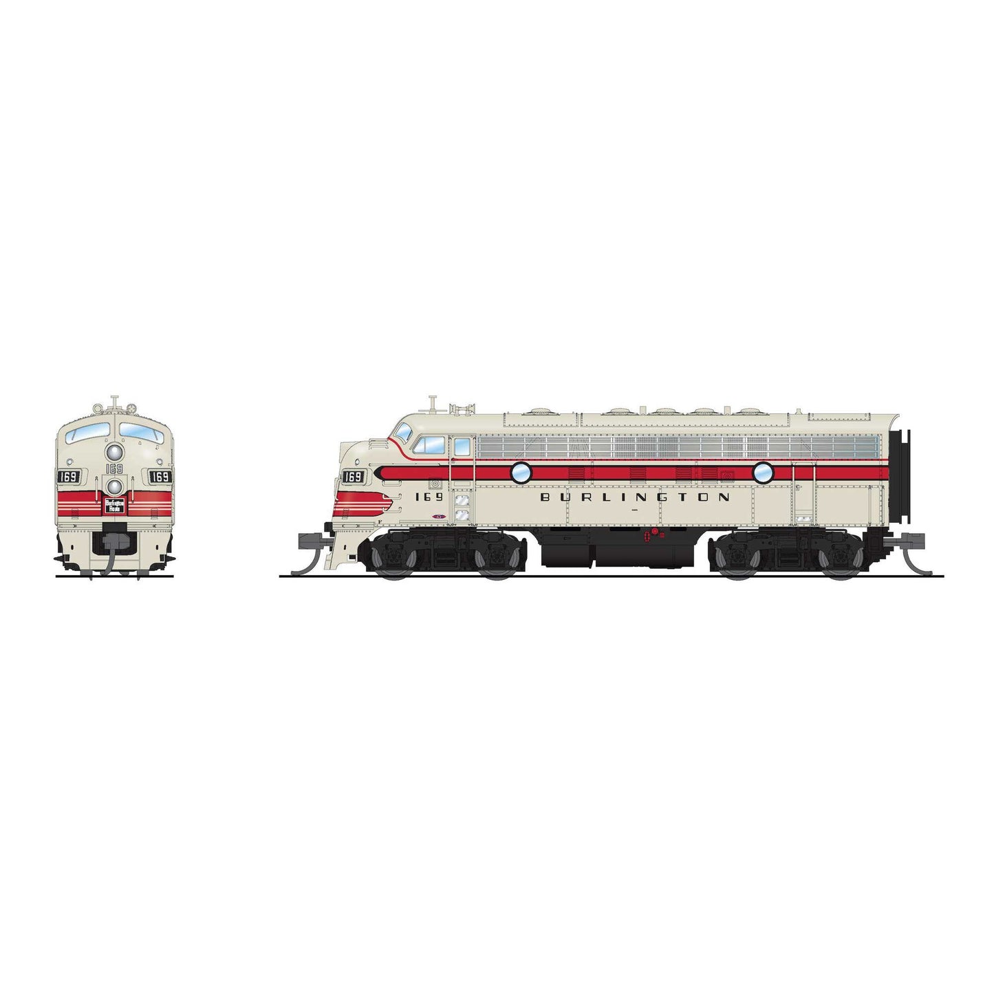 EMD F7 AB CBQ 169A/169B Diesel Locomotive N Scale Model (BLI9246)
