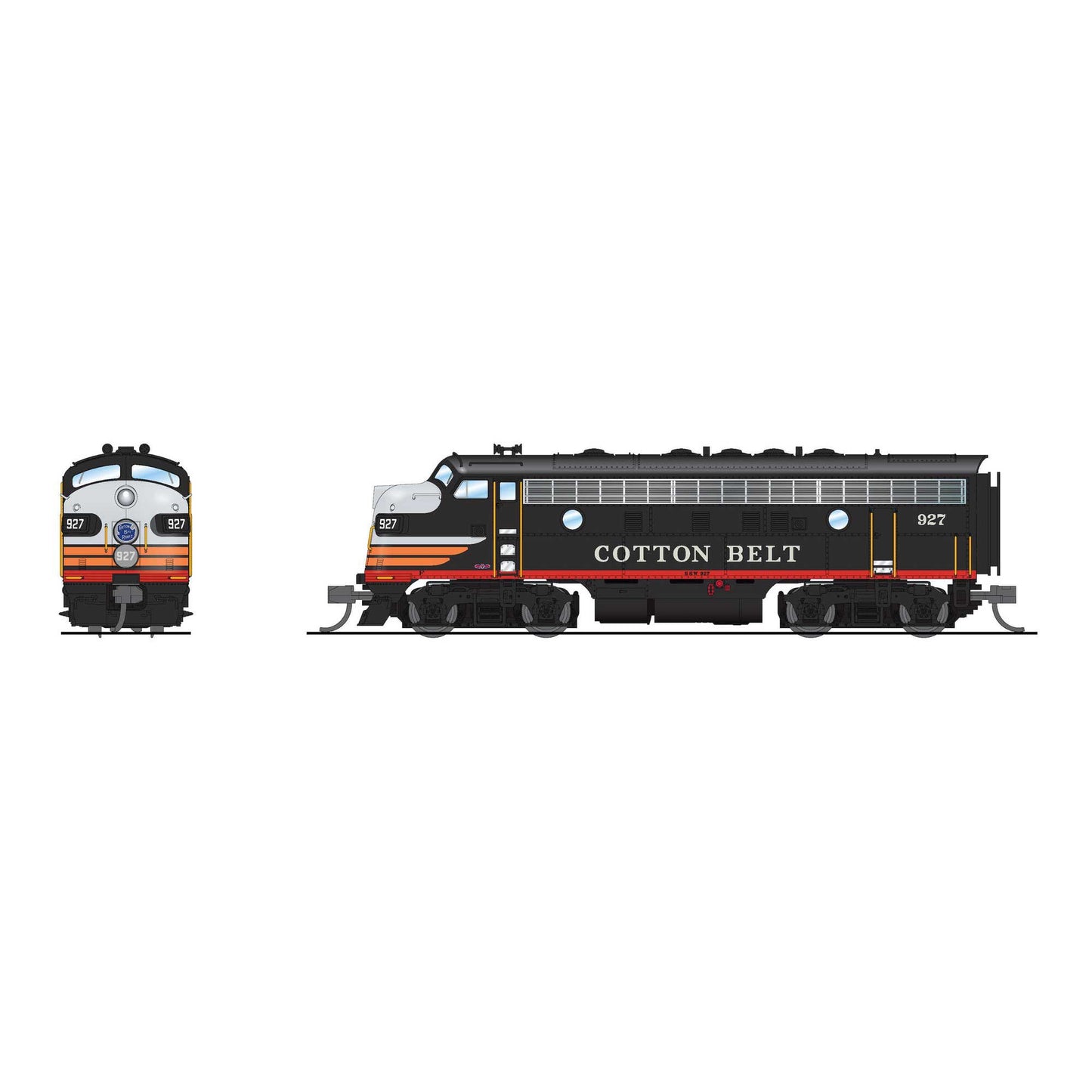 EMD F7AB Cotton Belt 927/928 Black Widow N Scale Model Locomotive (BLI9250)