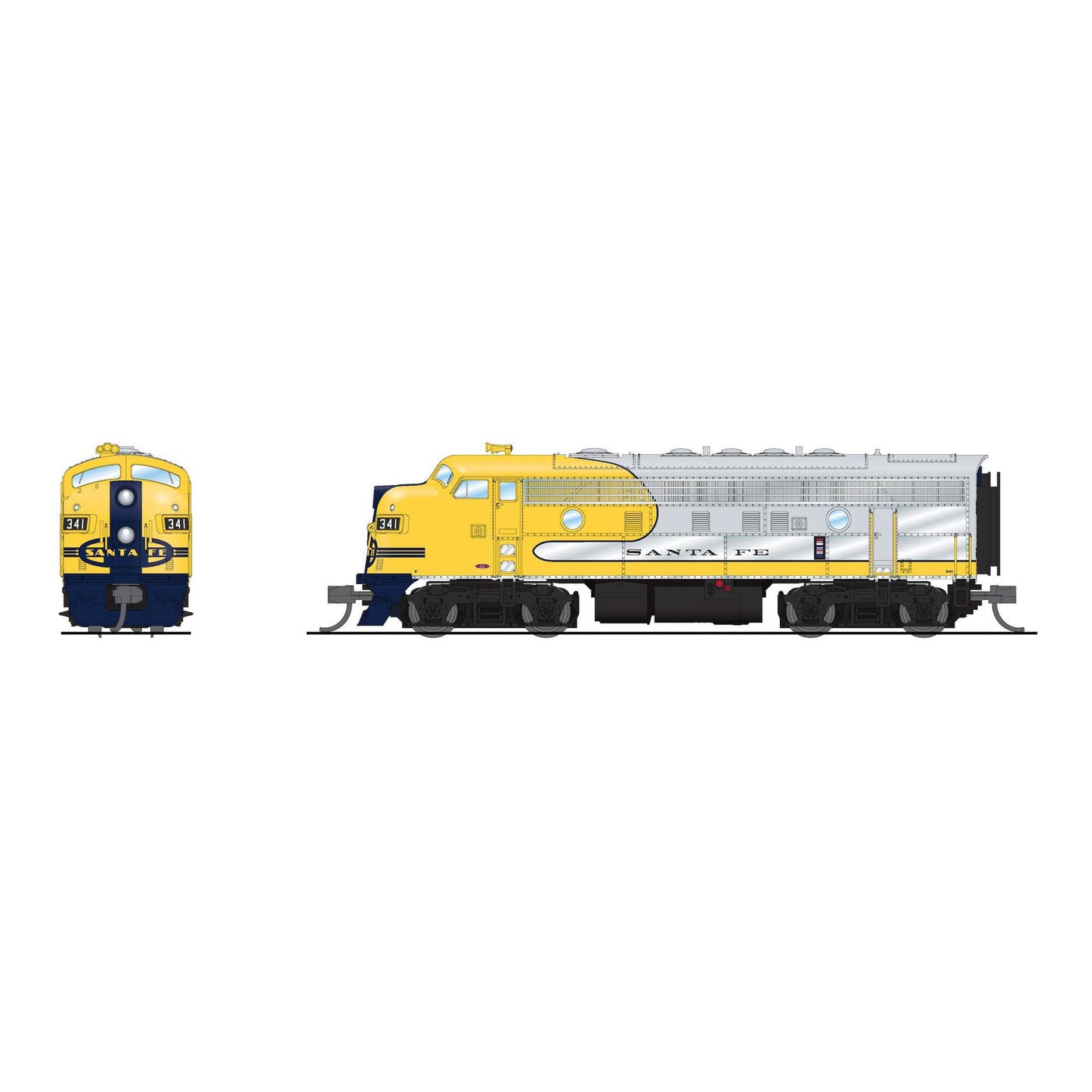 EMD F7A ATSF 344 Yellow Warbonnet DCC-Ready N Scale Locomotive (BLI9277)