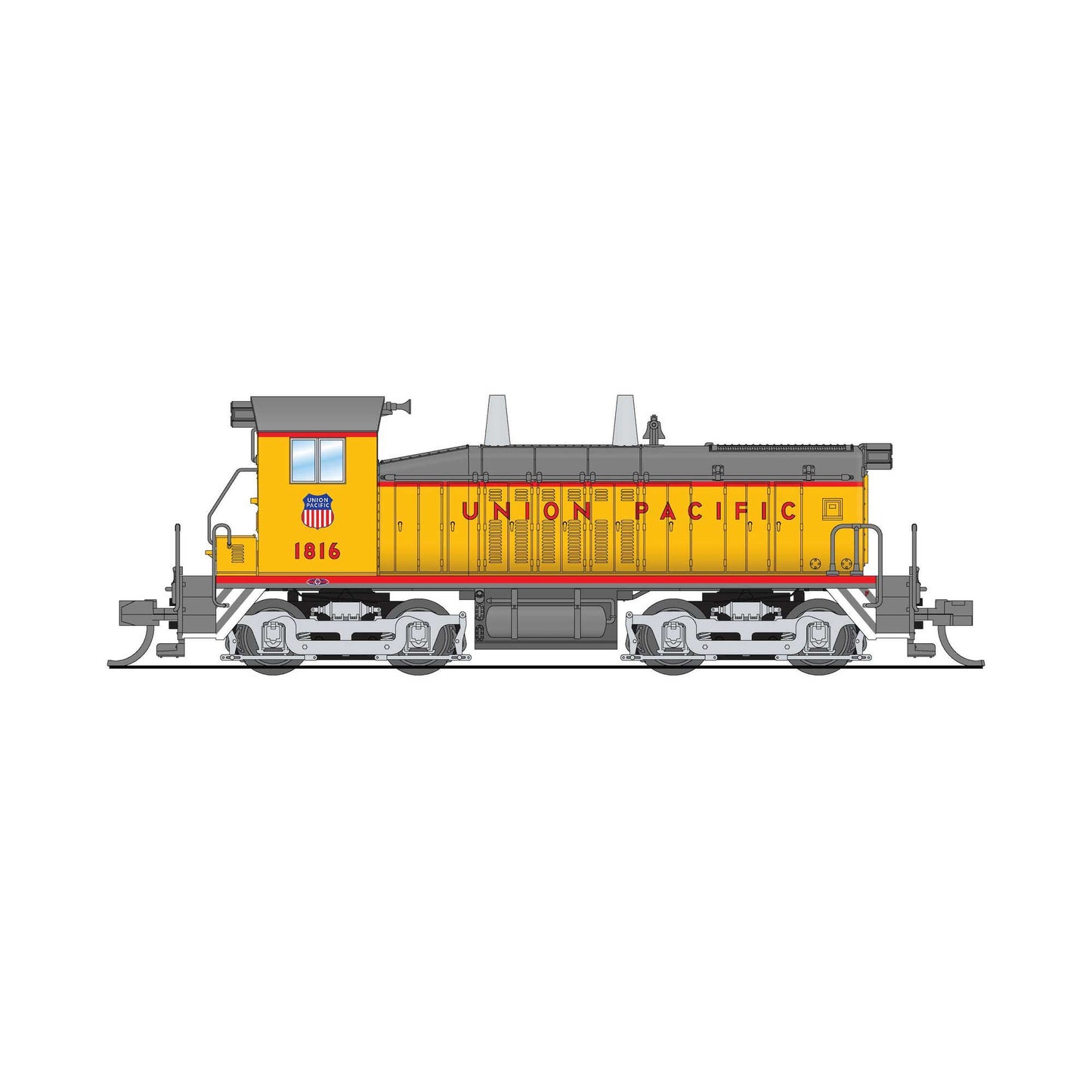 EMD SW7 Switcher UP 1821 Yellow & Gray Model (BLI9351)