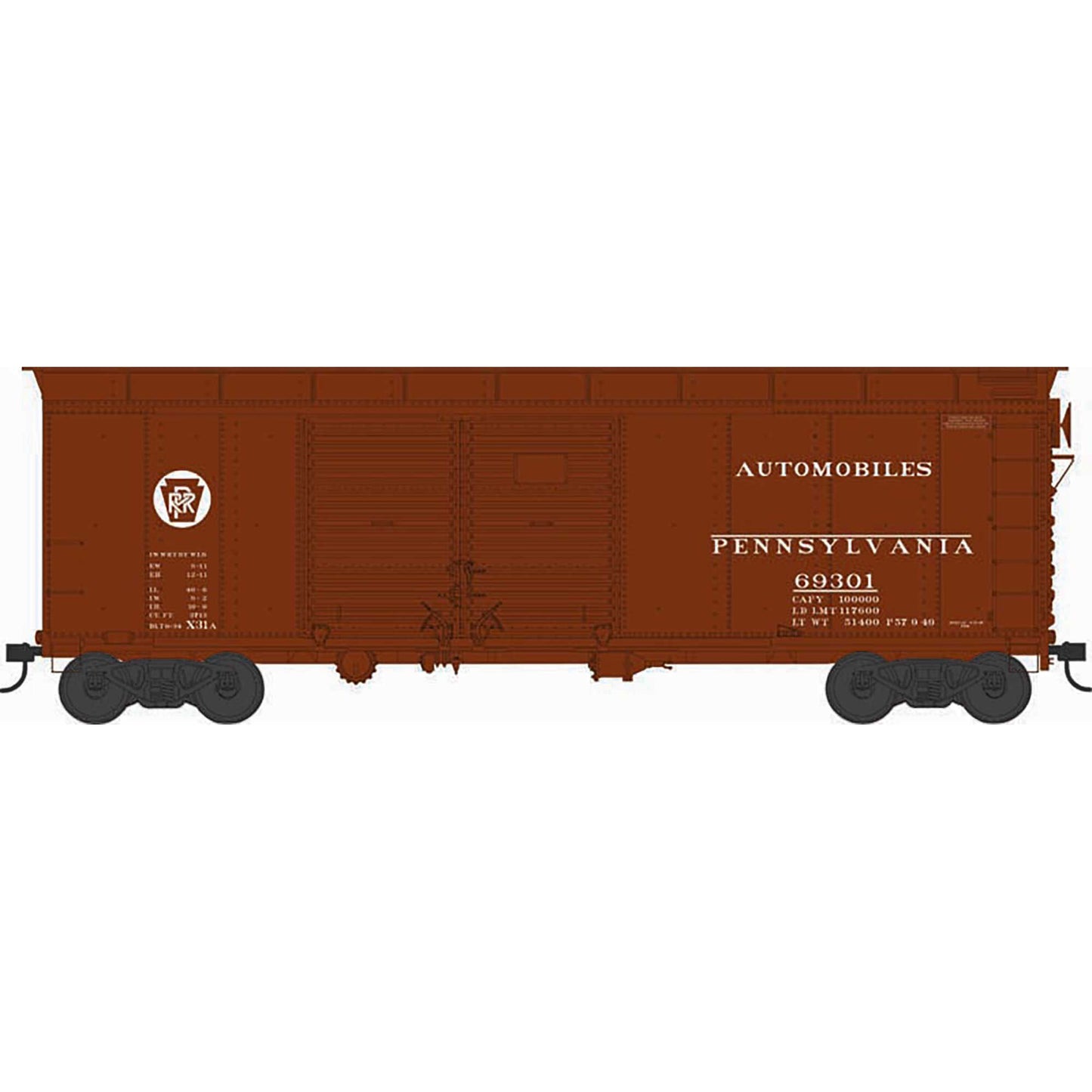 HO X31A 4-Door Road Inset Roof Box PRR Circle Key #69322 (BOW43320)