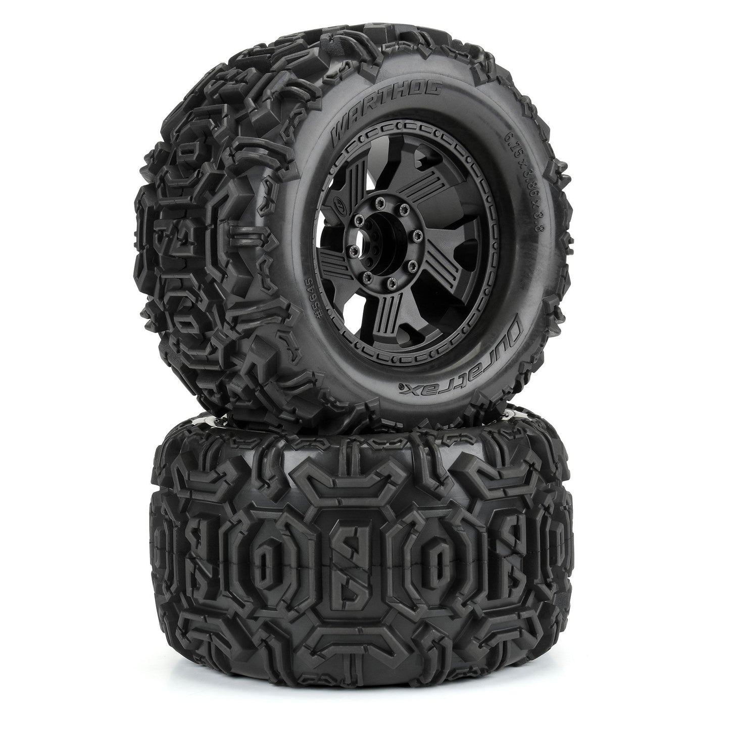 Warthog 3.8" Fonr or Rear All-Terrain Premounted Tires with 8x32 Removable 17mm Hex Black Ripper Wheels (2) (DTX564510)