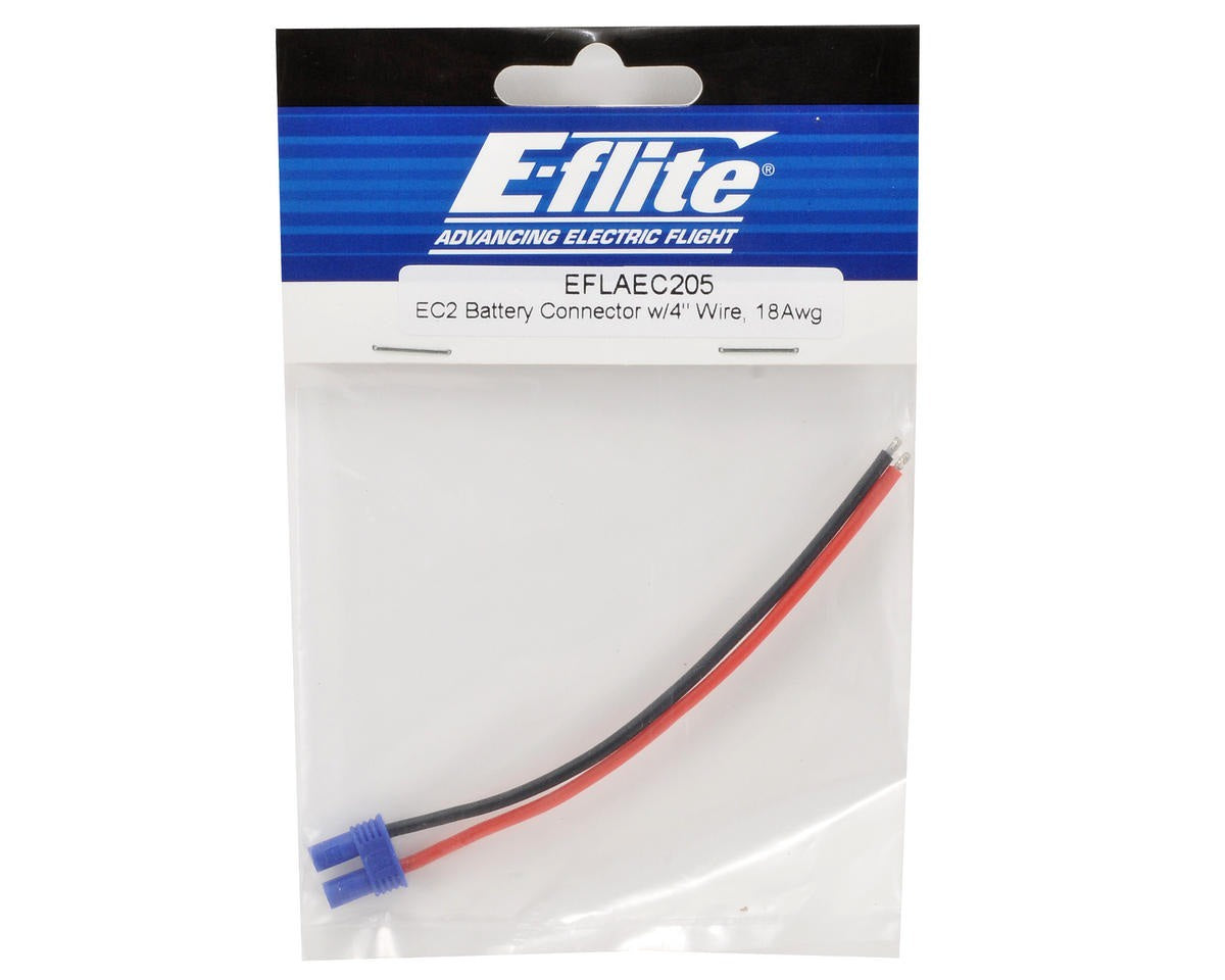 E-flite EC2 Connector with 4" Wire, 18 AWG (EFLAEC205)