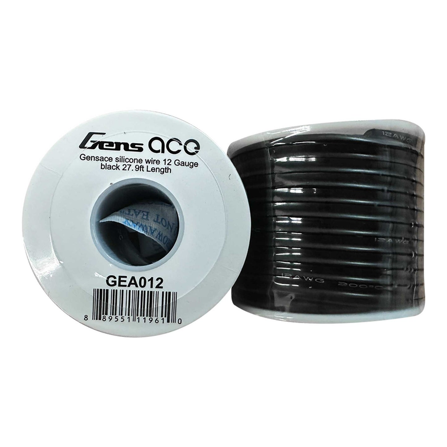 Gensace 12 Gauge Black Silicone Wire 1 Ft