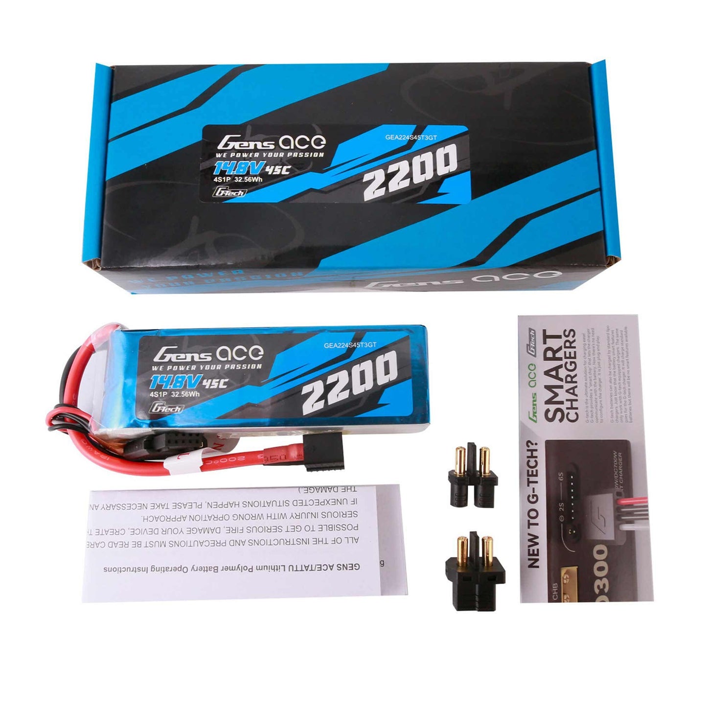 14.8V 2200mAh 4S 45C G-Tech Smart LiPo Battery (GEA224S45T3GT)