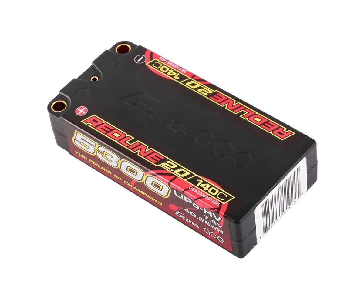 Gens Ace Redline 2.0 5300mAh 7.6V 140C 2S2P HardCase #64 HV Shorty Lipo