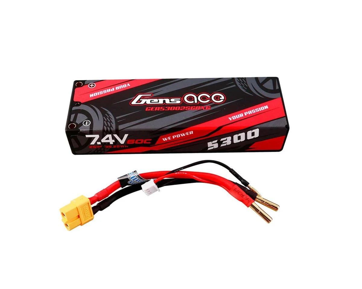 7.4V 5300mAh 2S 60C Hardcase Lipo Battery with XT60 Connector (GEA53002S60X6)