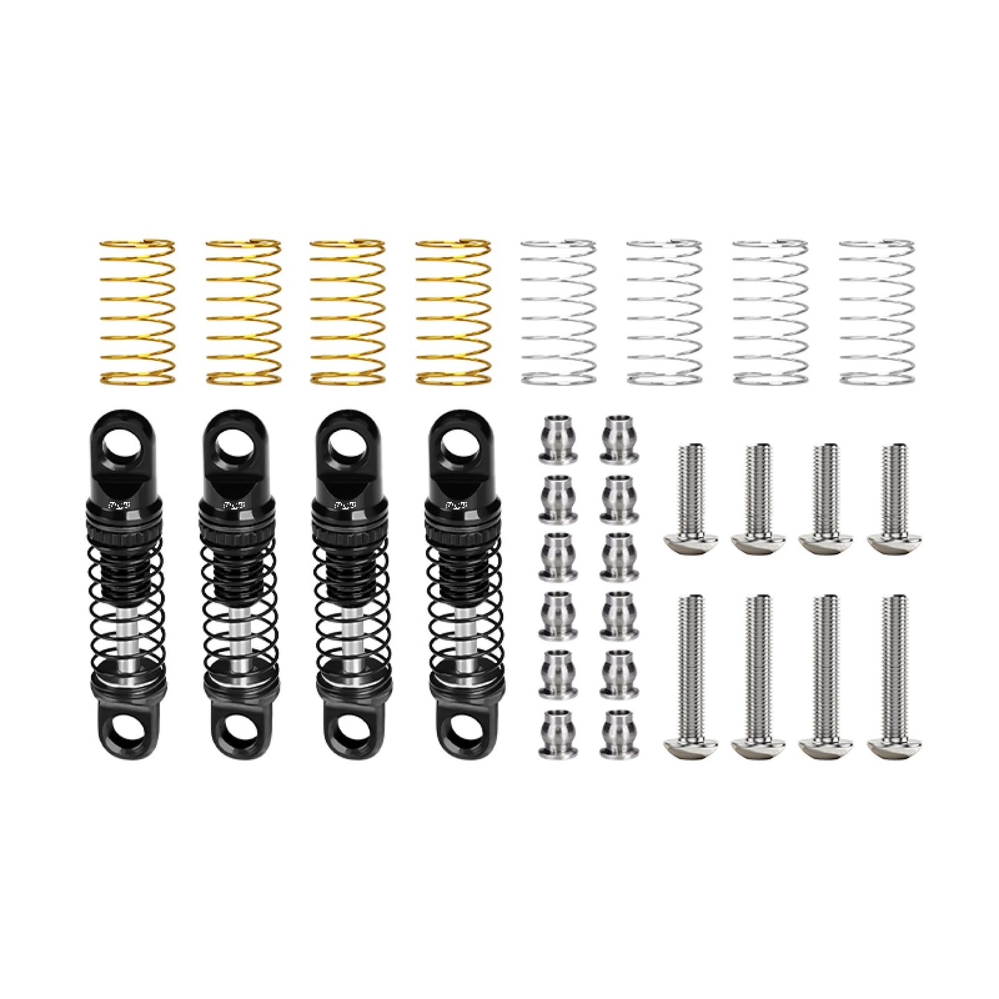 Aluminum Oil-Filled 22mm Shocks Black for SCX30 (GPMSCX30/22FR-BK-BK)